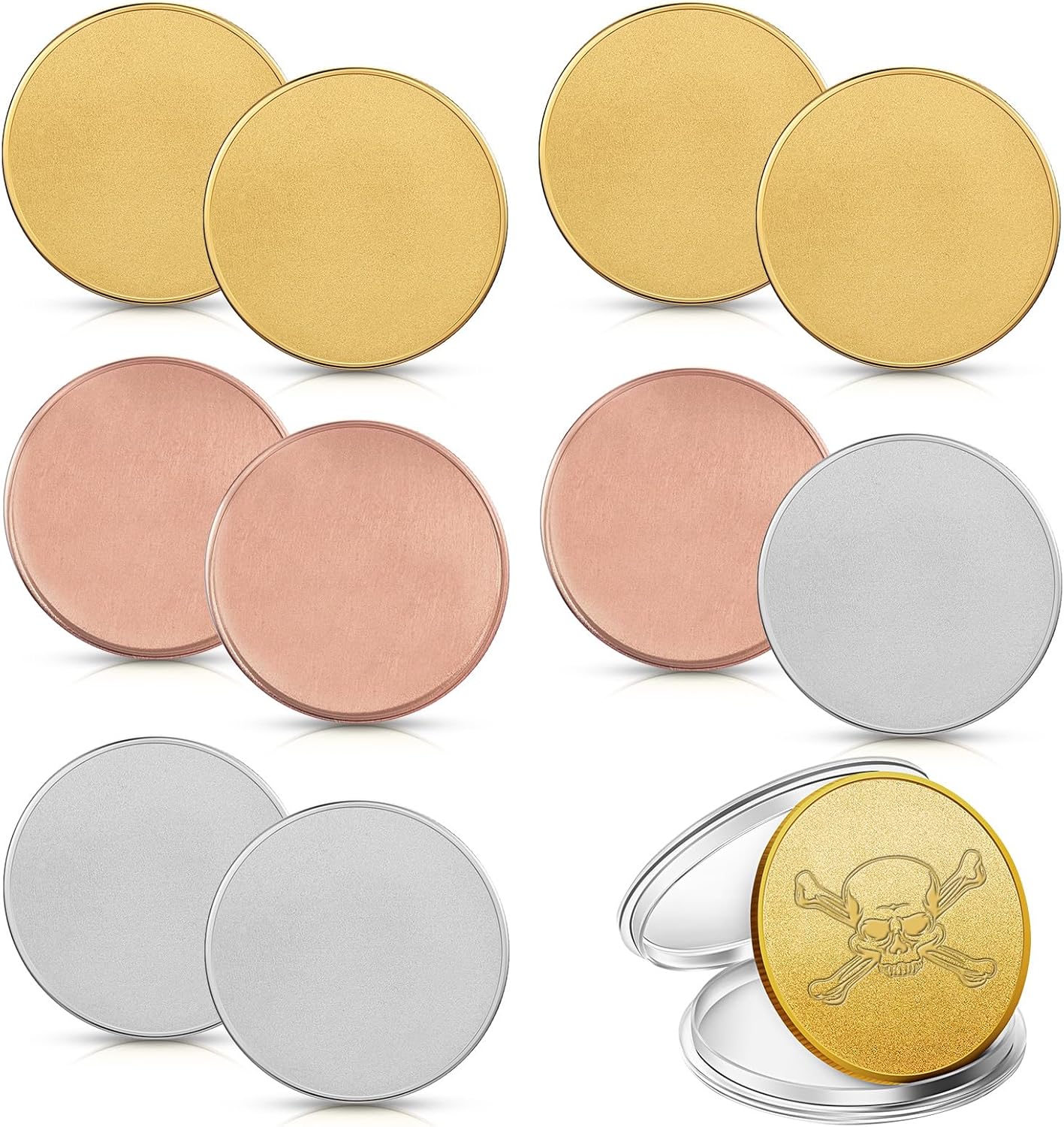 Yinkin 10 Pieces Blank Challenge Coin Laser Engraving Blank Coins Threaded Edged 40 mm with Acrylic Protection Box for DIY Crafts Birthday Travel Commemorative Collection(Mixed Color)