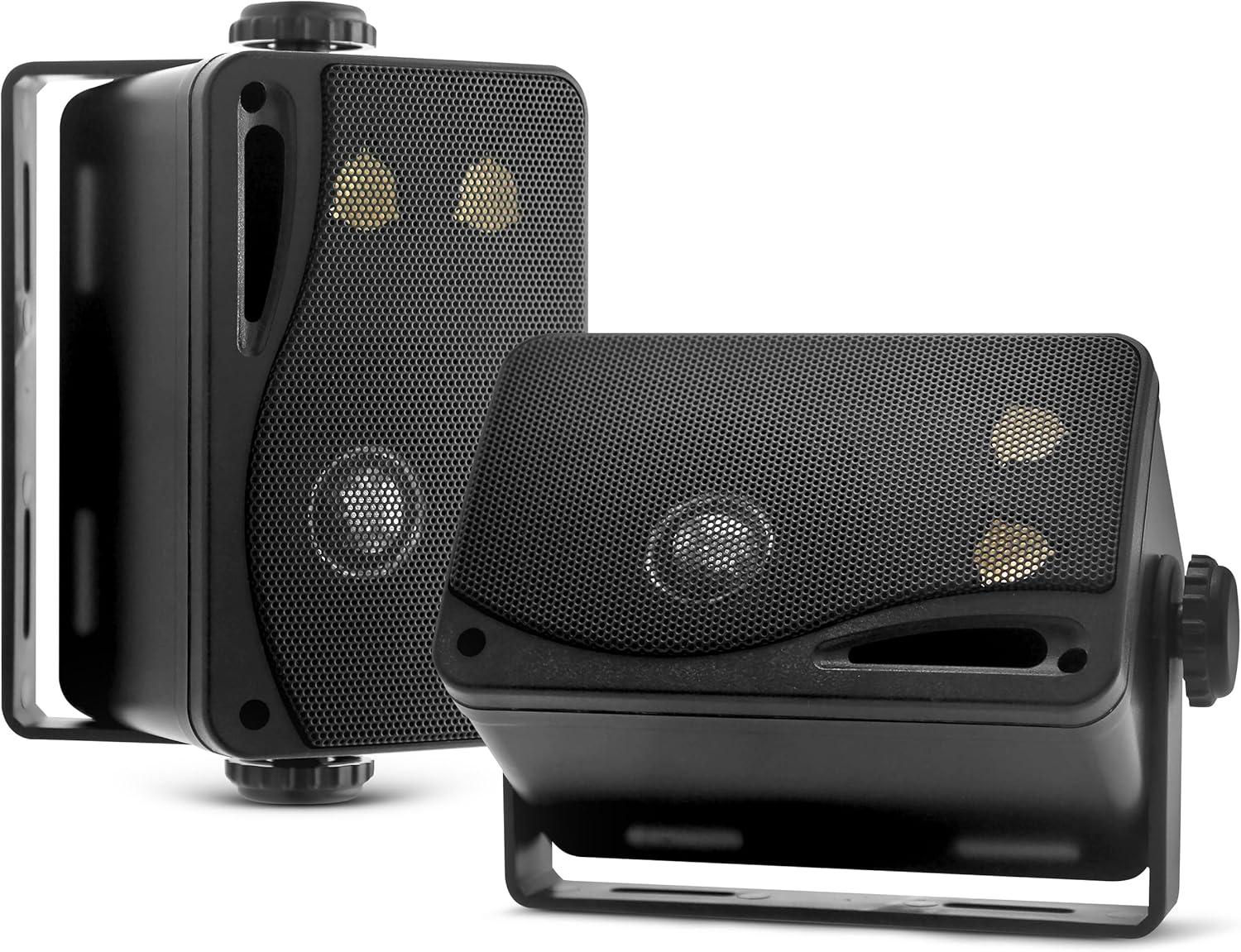 Pyle PLMR24B 3.5 Inch 3 Way Weatherproof Marine Audio Speakers, Black (1 Pair)