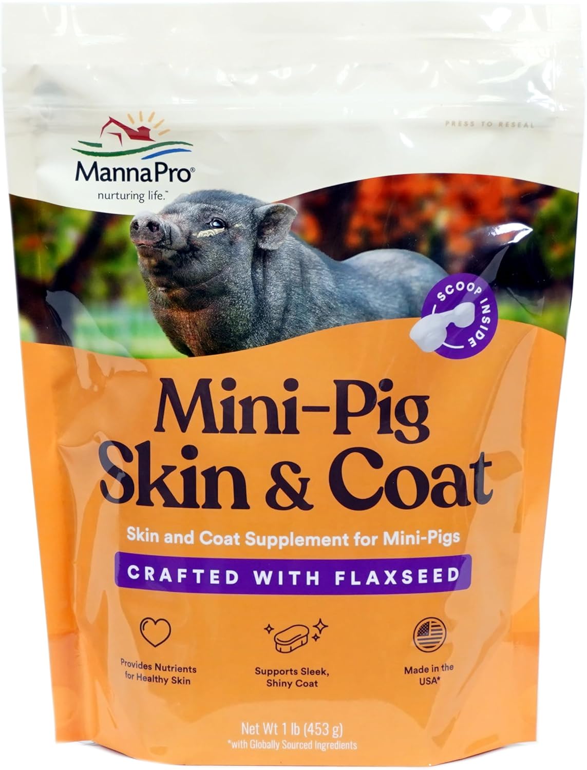 Manna Pro Mini-Pig Skin and Coat Supplement - Skin and Coat Supplement for Mini-Pigs - Provides Nutrients to Support Skin & Coat Health and Appearance - 1 lb
