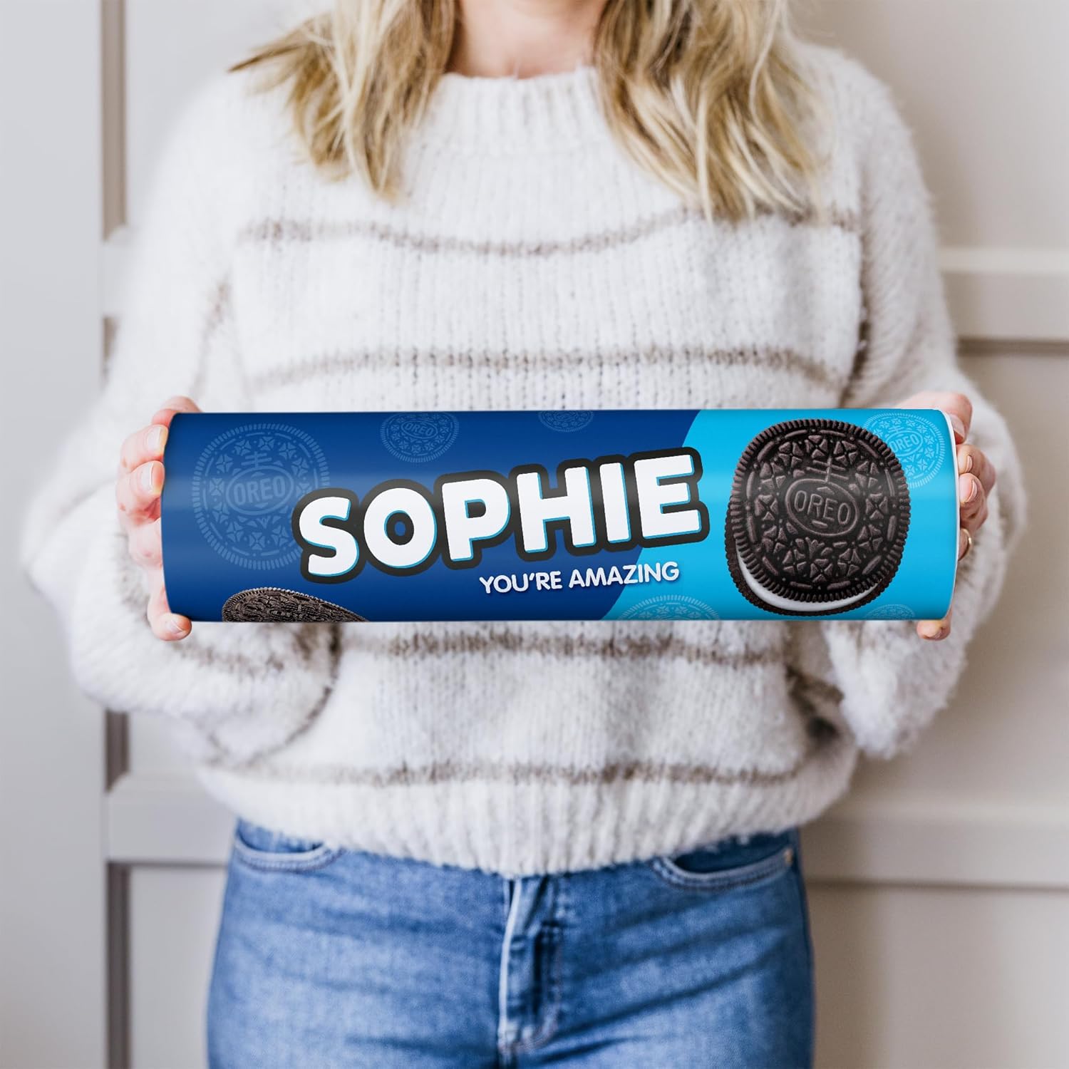 Oreo personalised XXL Gift Tube - Mega Oreo Gift with name and message, 6 packets(1000 Grams)