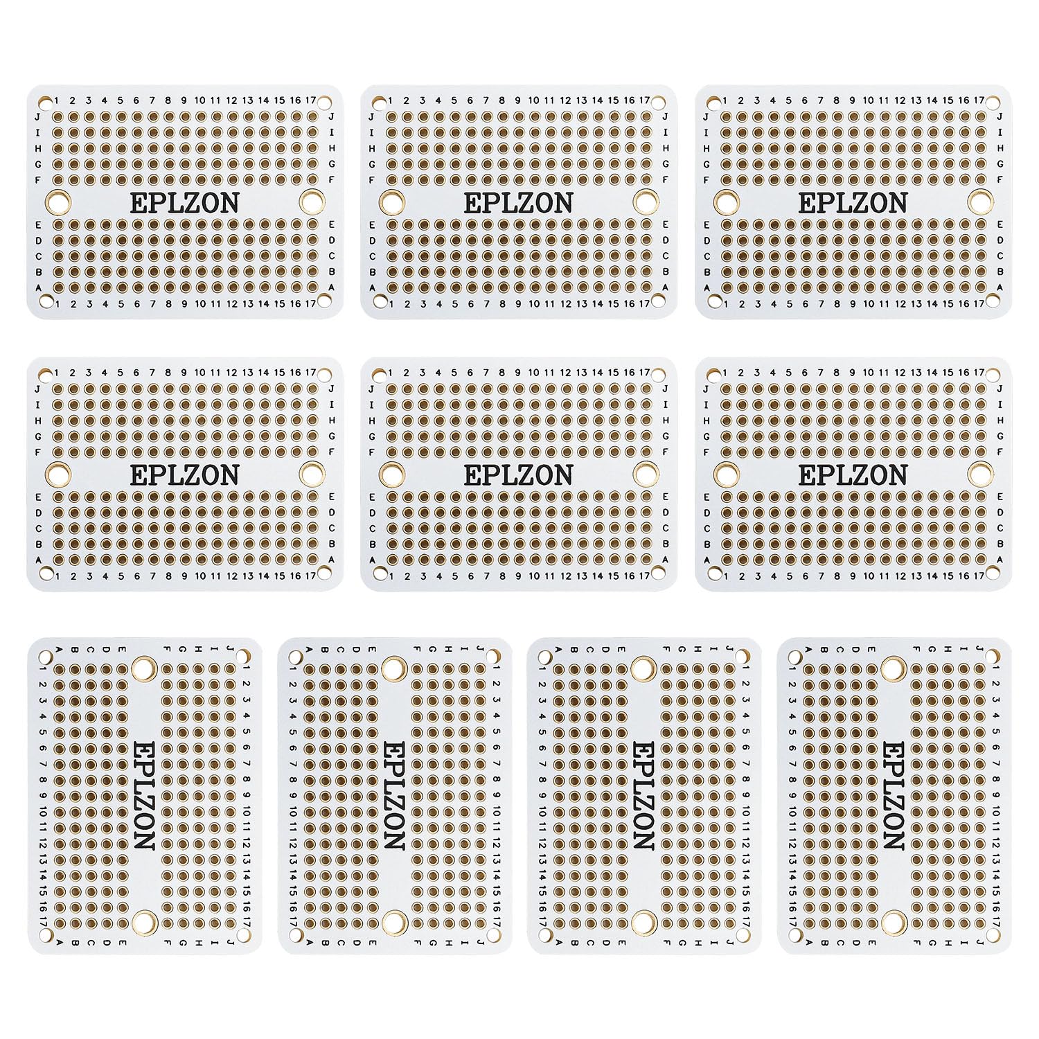 EPLZON Solderable Breadboard Mini PCB Board Gold-Plated Solder Breadboard for DIY Electronics Projects Apply to Soldering Projects 2.0"x1.5"(Pack of 10 Pcs,WHITE)