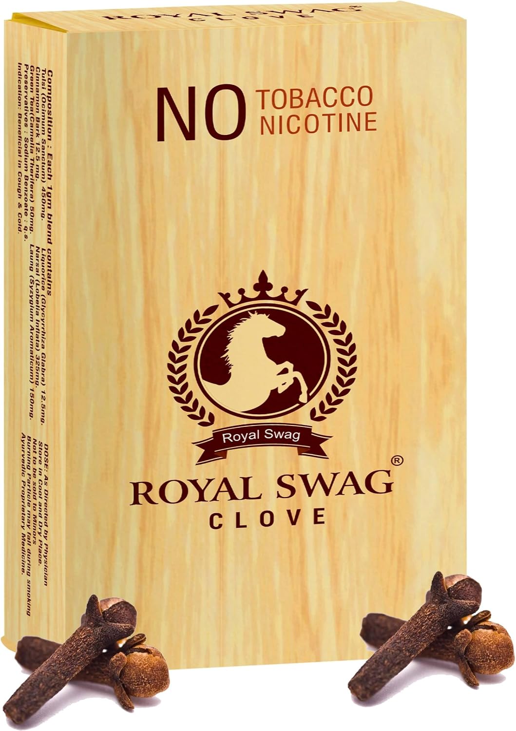 ROYAL SWAG Herbal Clove Cigarettes 100% Nicotine Free & Tobacco Free (1 Box = 20 Count)