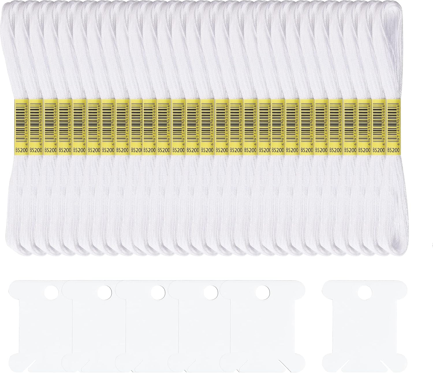 Embroidery Threads 25 Skeins White, AUERVO Embroidery Floss, Cross Stitch Threads, Friendship Bracelet Thread，Crafts Floss Rainbow Color with 6 Embroidery Bobbins