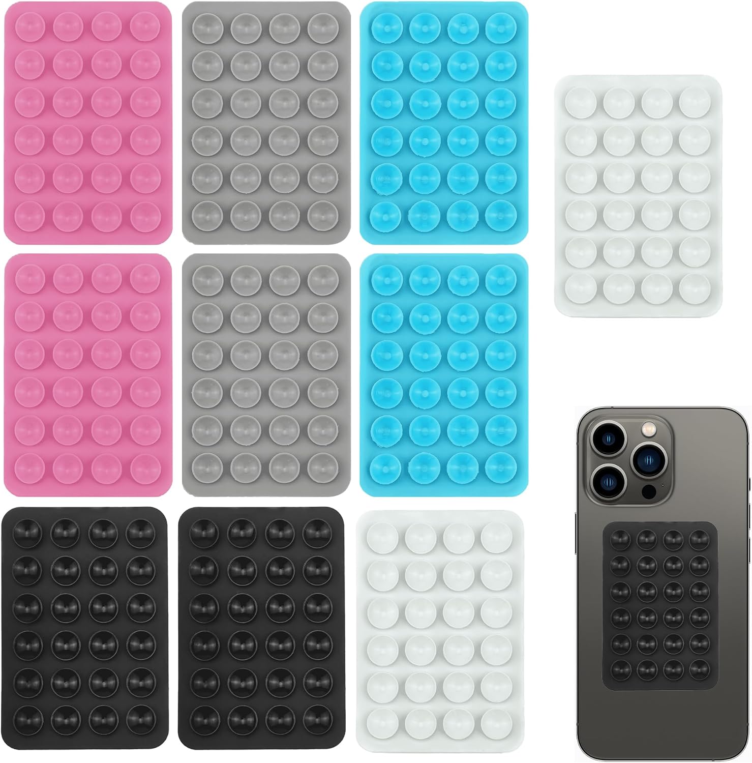 10PCS Silicone Phone Sticky Grip Mobile Suction Pads Sticky Thing for Back of Phone Suction Hands-Free Accessories Holders for Selfies and Videos Multifunctional Suction Holder
