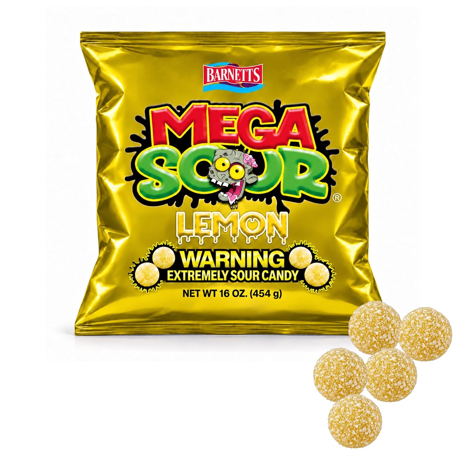 Barnetts Mega Sour Candy Lemon 454g Handmade British Sweets – Extreme Sour Candy Challenge