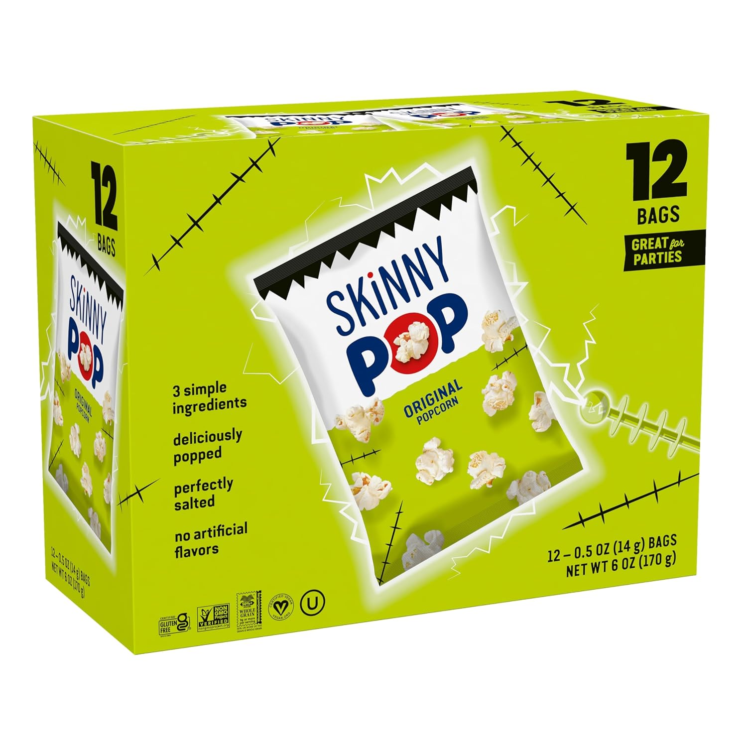 SKINNYPOP Original Gluten Free, Halloween Popcorn Bags, .5 oz (12 Count)