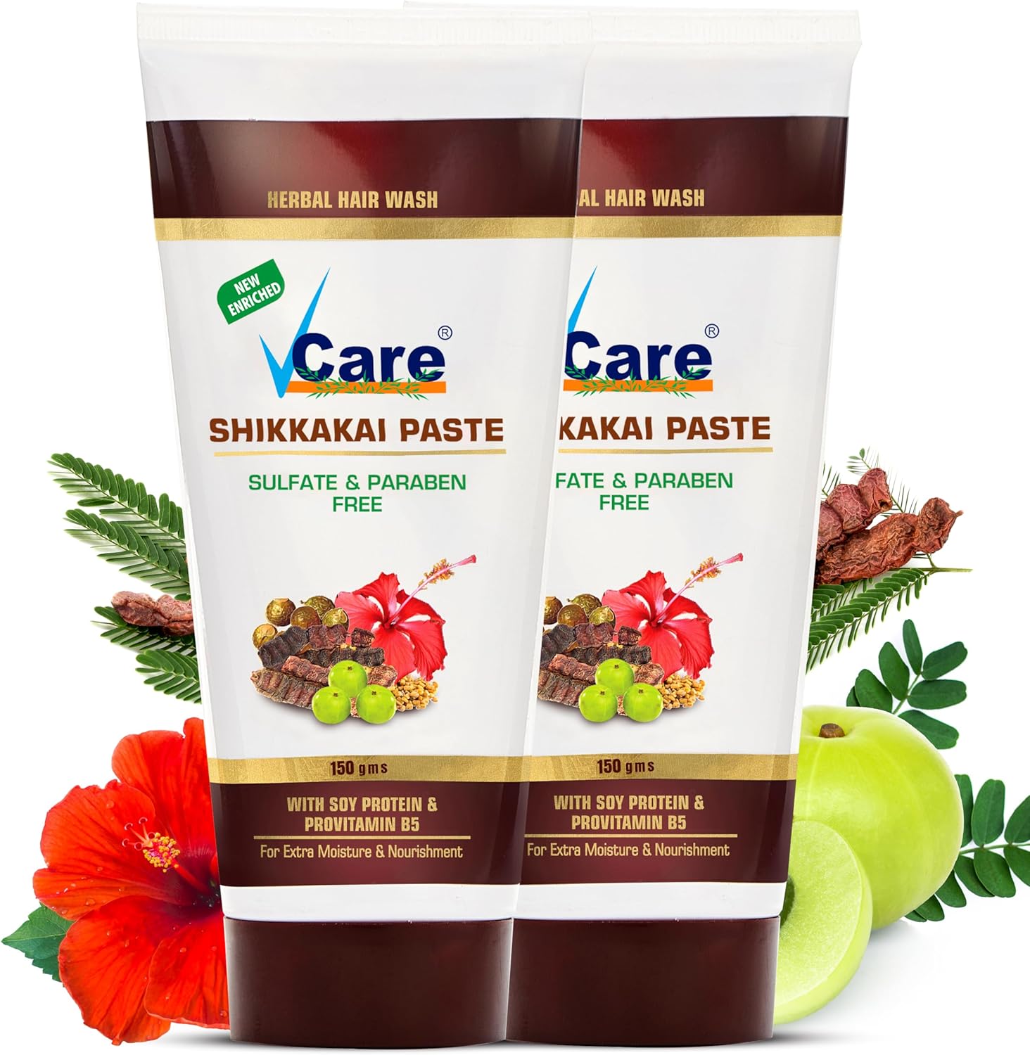 VCare Shikkakai Paste Herbal Hair Wash-150g (Pack of 2)