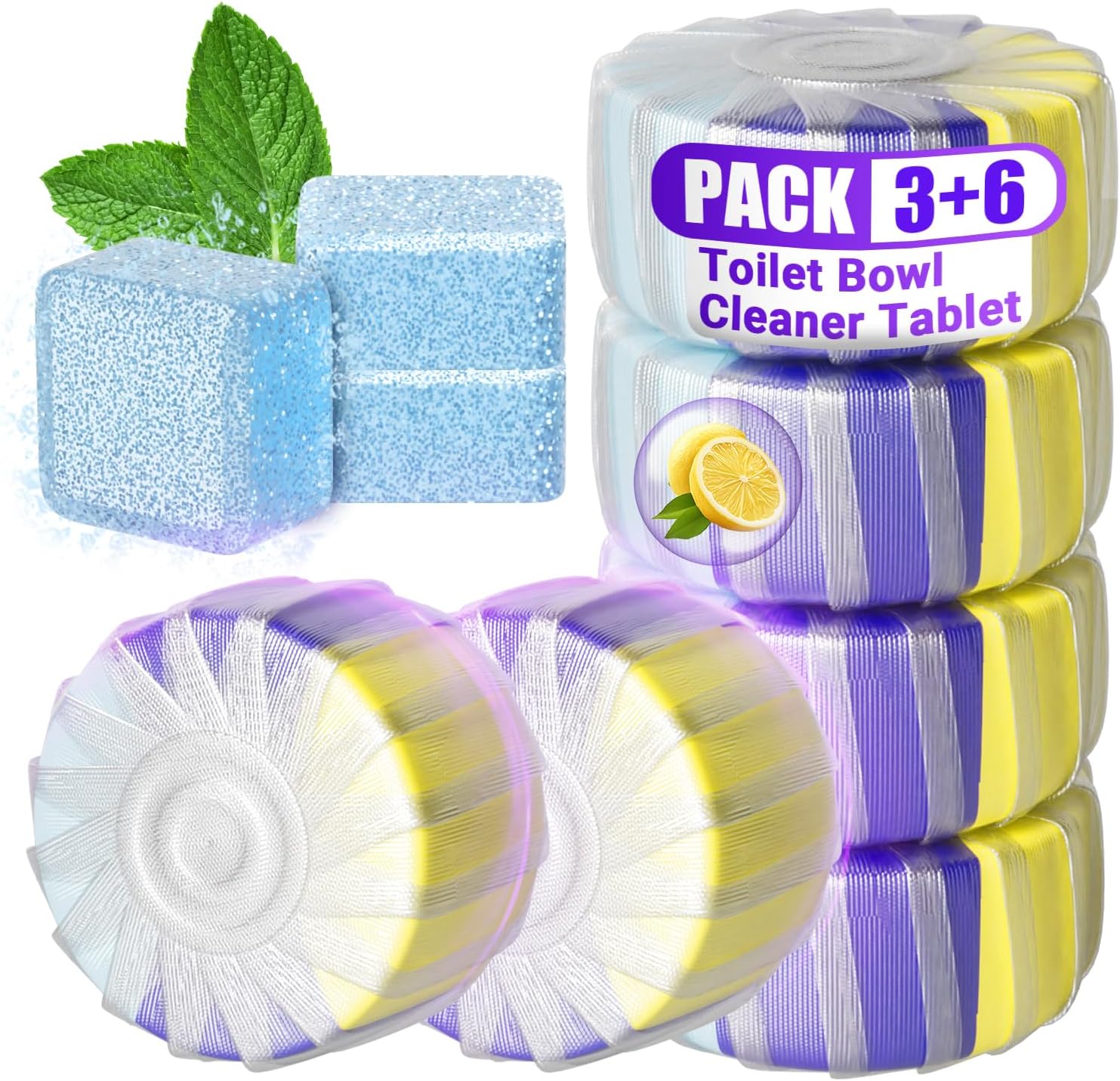 Toilet Rim Blocks, 6+3 Pack with Cleaning Tablets, Fresh Scent
