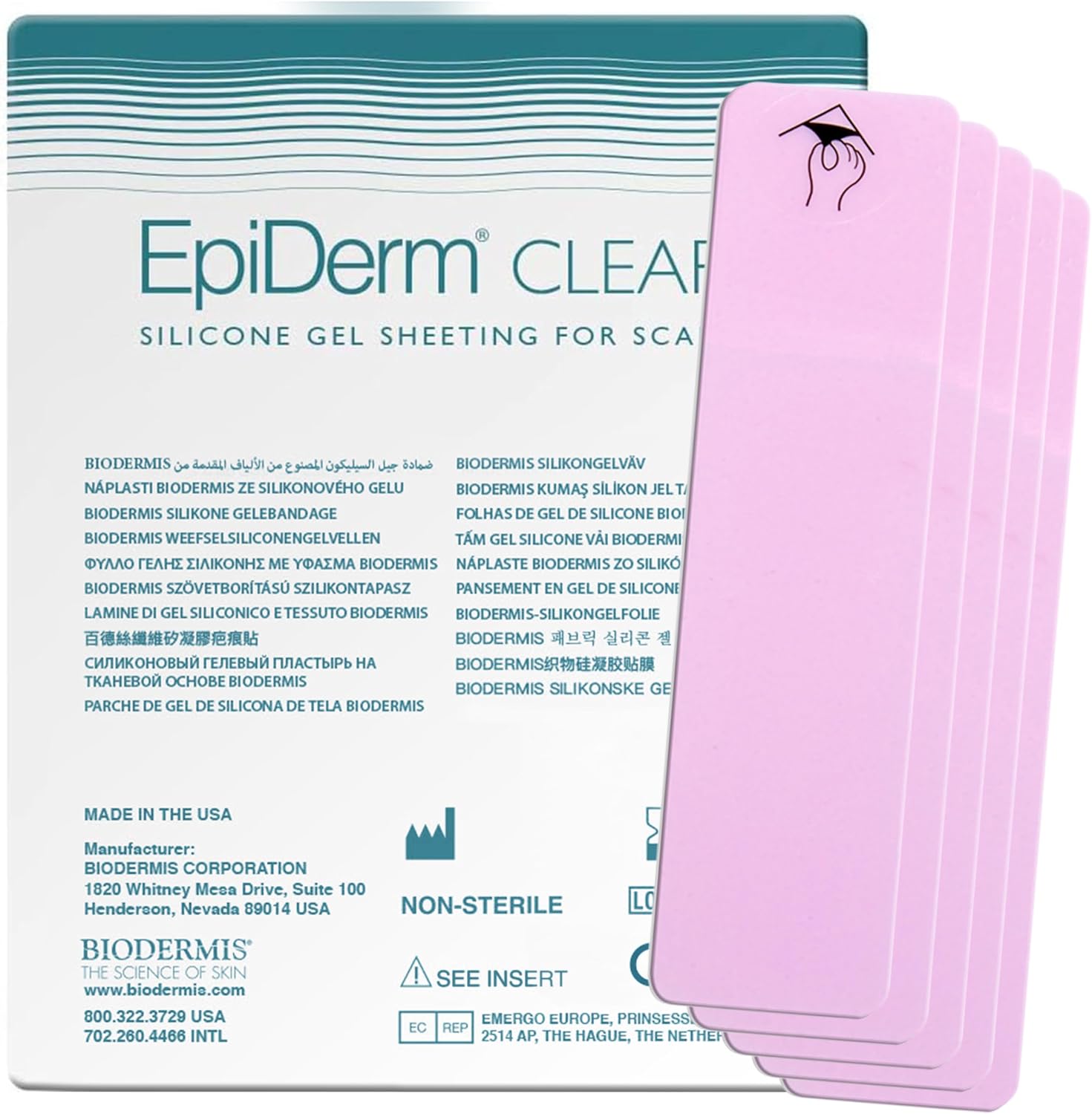 Epiderm Silicone Gel Scar Strips - Premium-Grade Silicone Scar Tape for Optimal Scar Care - Versatile, Flexible & Reusable - for C-Section, Tummy Tuck & Cardiac Surgery Scars - 1.4"x6",5-Pack, Clear