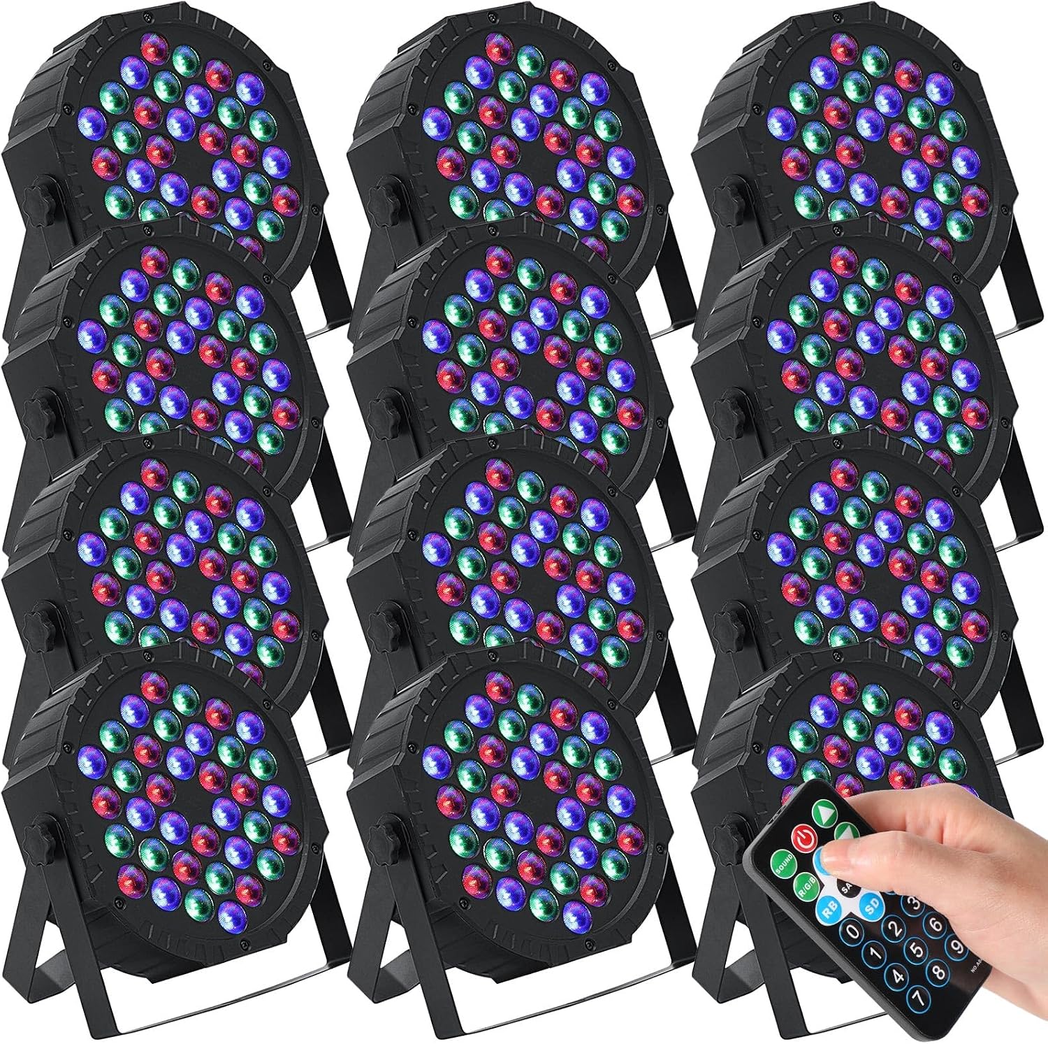 Handepo 12 Pcs 36 LED Par Lights with Remote DMX Control RGB Stage