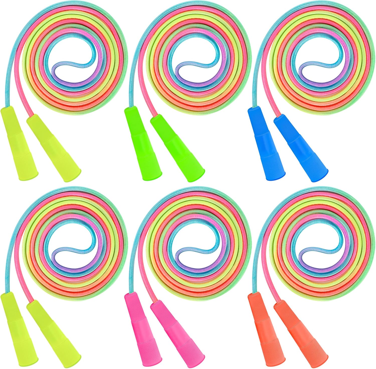 Kids Jump Rope, Colorful Gradient Nylon Skipping Ropes for Children, 7.55FT Adjustable Length, Plastic Handles, Lightweight Jumping Ropes for Schools, Events, and Family Fun