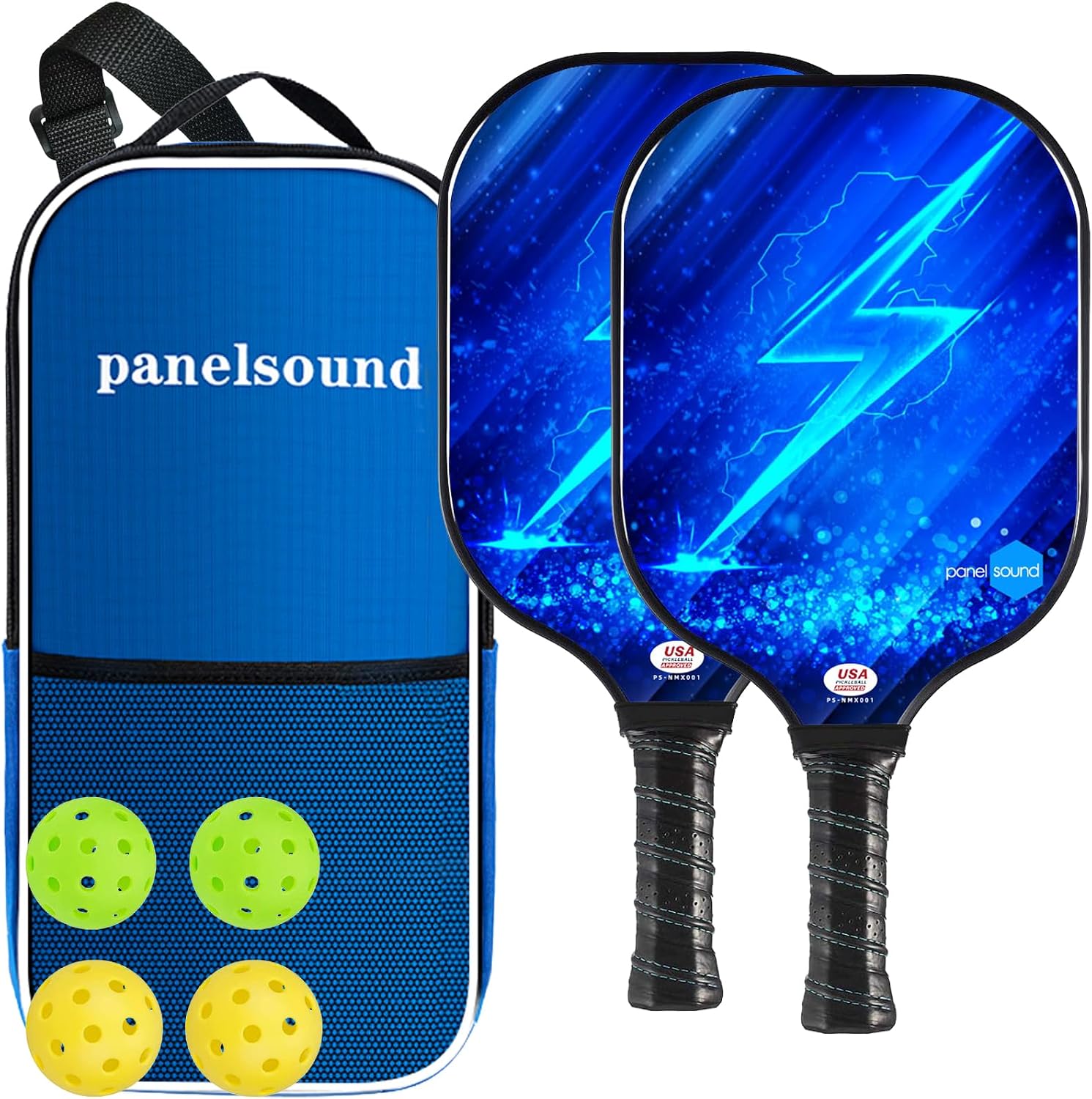 Pickleball Paddles Set of 2 or 4, USAPA Approved Fiberglass Pickleball Racket Set with 4 Outdoor Pickleballs and 1 Carrying Case