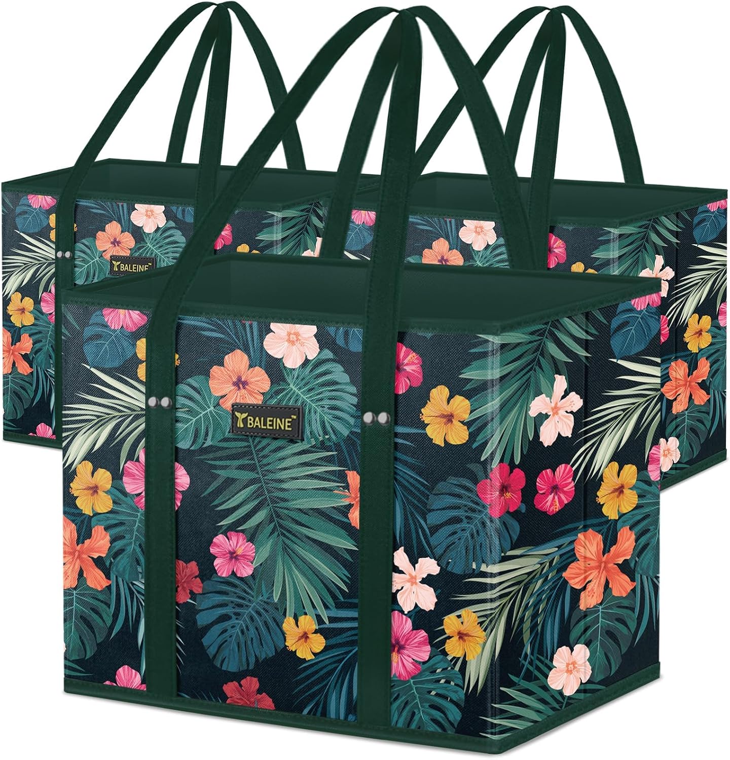 BALEINE 3PK Reusable Grocery Bags, Heavy Duty Shopping Tote Bag