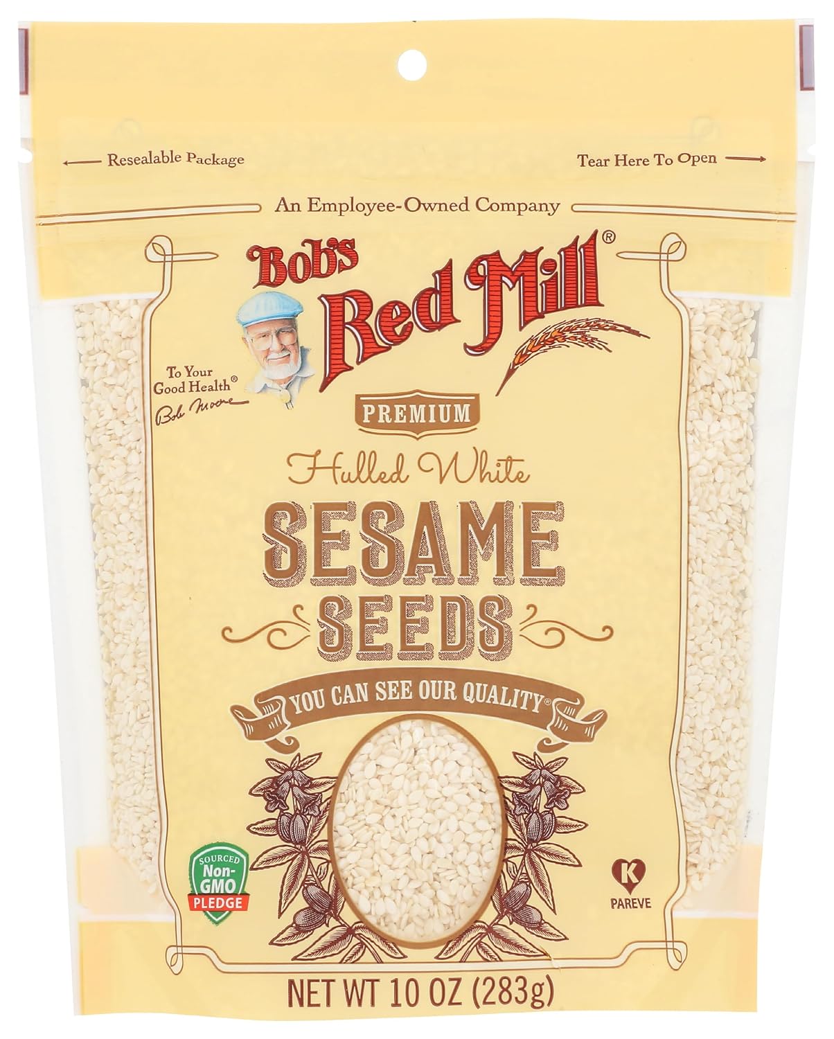 Bob's Red Mill White Hulled Sesame Seeds, Resealable Stan up Bag, 10 OZ