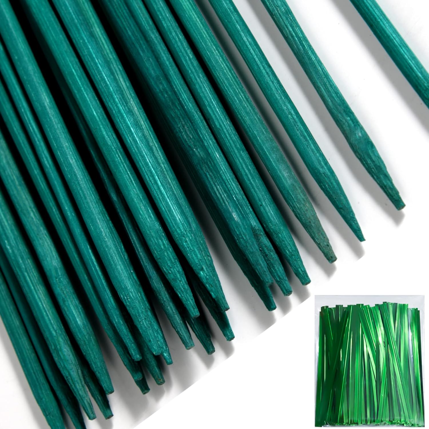 50 PCS 18" Plant Sticks Support,Green Bamboo Sticks,Garden Wood Plant Stakes,Floral/Orchid/Tomato Wooden Stakes Plant Support Stakes Wooden,Wooden Sign Posting Garden Sticks