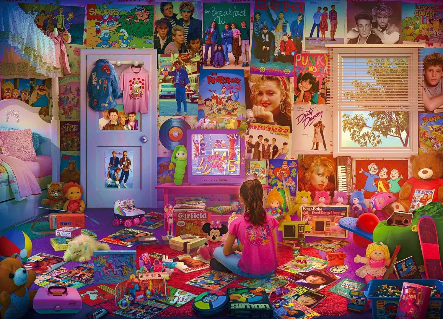 Daydreams '80s and '90s Pop Culture 1000-Piece Jigsaw Puzzle by Rachid Lotf | Educational Brain Teaser, Nostalgic Retro Toys & Games for Kids, Building Kit Activities | 28 x 20 Inches