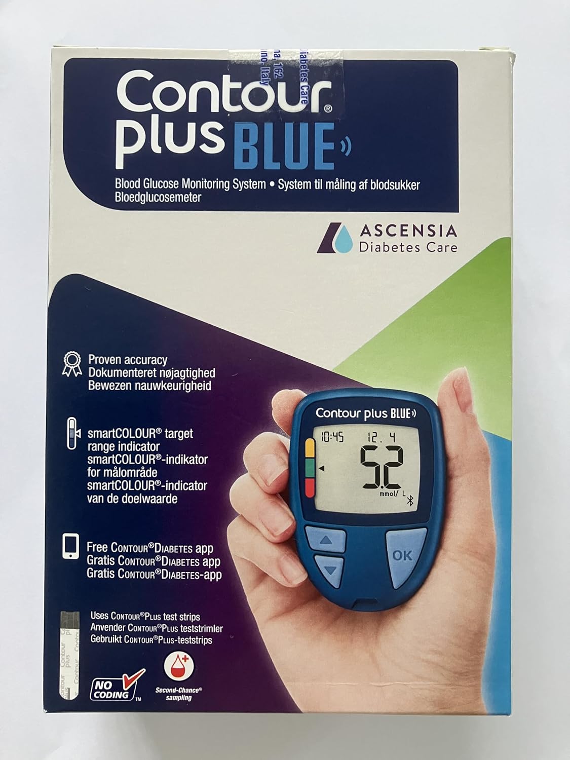 CONTOUR PLUS BLUE Blood Glucose Monitoring System, 7/14/30/90 Day Averages, 800 Reading Memory