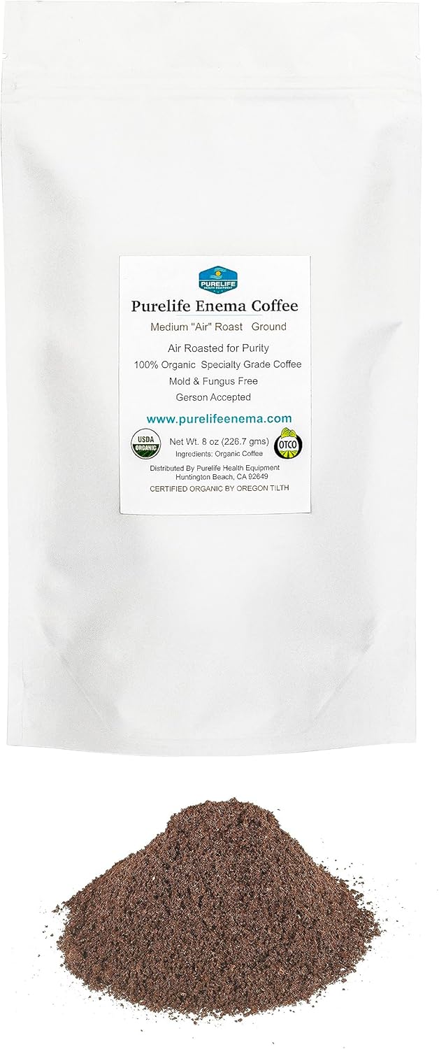 PureLife Enema Coffee- 1 Lb - Organic Gerson Specific - Ground - Mold & Fungus Free - Air Roasted Medium / Shipped Fresh- American Owned and Operated Since 2012