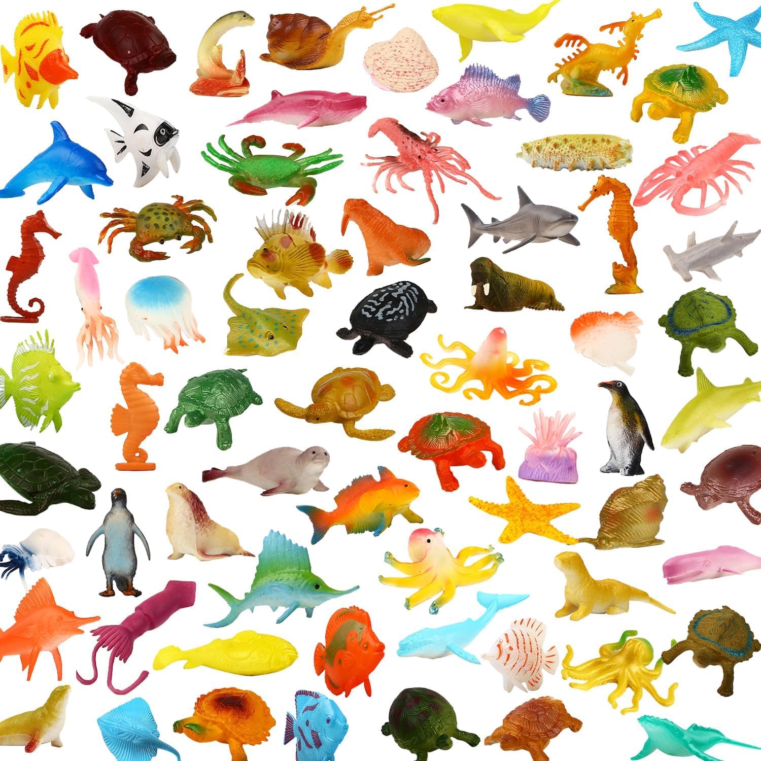 Yeonha Toys Ocean Sea Animals, 80 Pcs Mini Underwater Sea Life Toys Set, Sea Animal Learning Toys for Boys and Girls Early Childhood Education, Gifts, Parties, Prizes, Pretend Ocean Animals