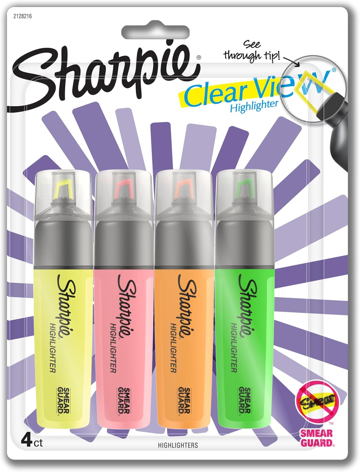 Sharpie Clear View Highlighters, Chisel Tip Highlighter Marker Set, Back to School and Office Supplies, Studying Essentials, Teacher Must Haves, Assorted Colors, 4-Pack