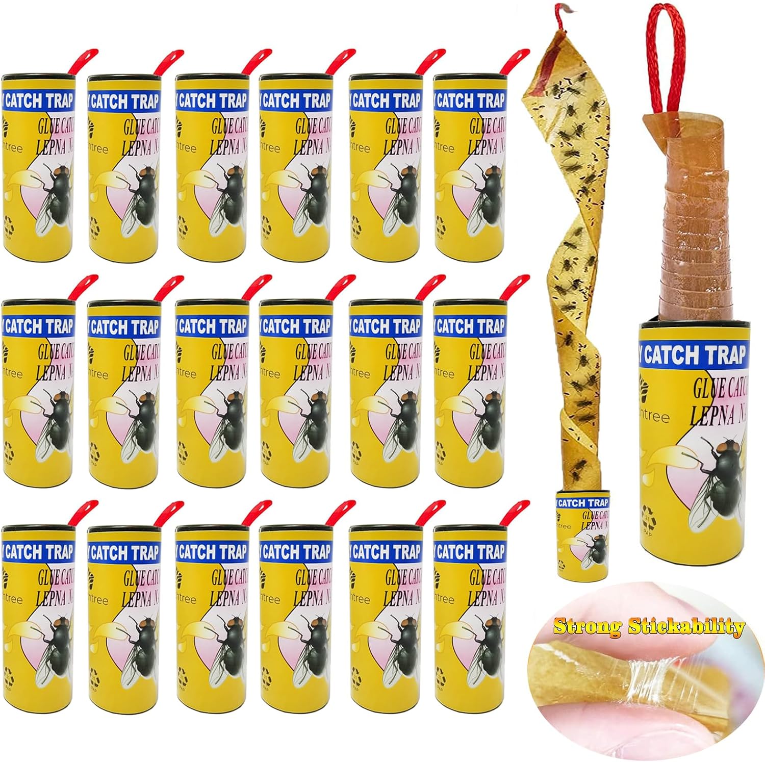 Torchtree Fly Trap,18 Pcs Fly Paper,Fly Catcher,Fly Traps indoor for Home Use,Fly Strips,Fly Catcher Indoor