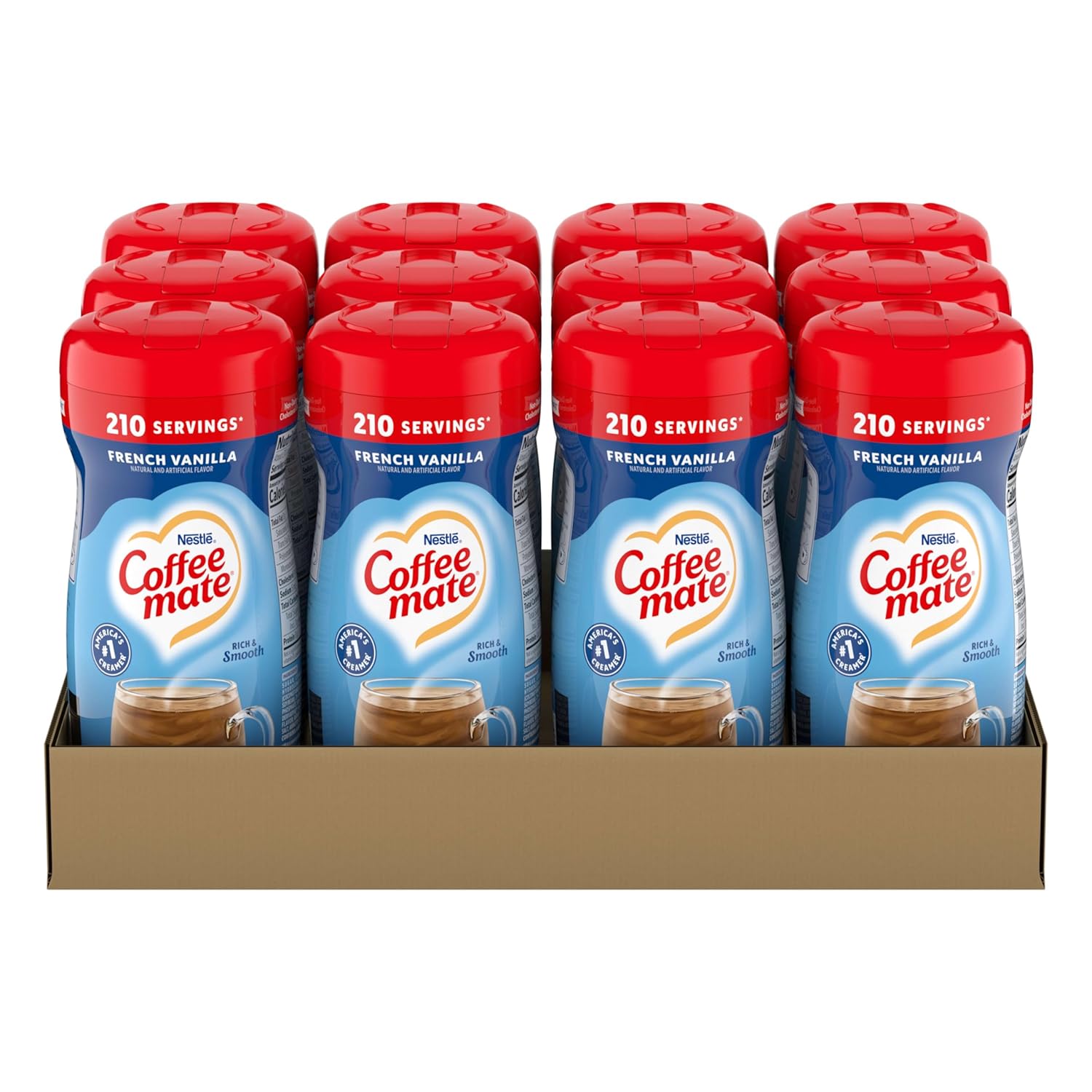Nestle Coffee mate Coffee Creamer, French Vanilla, Non Dairy Powder Creamer, 15 oz Canister (Pack of 12)