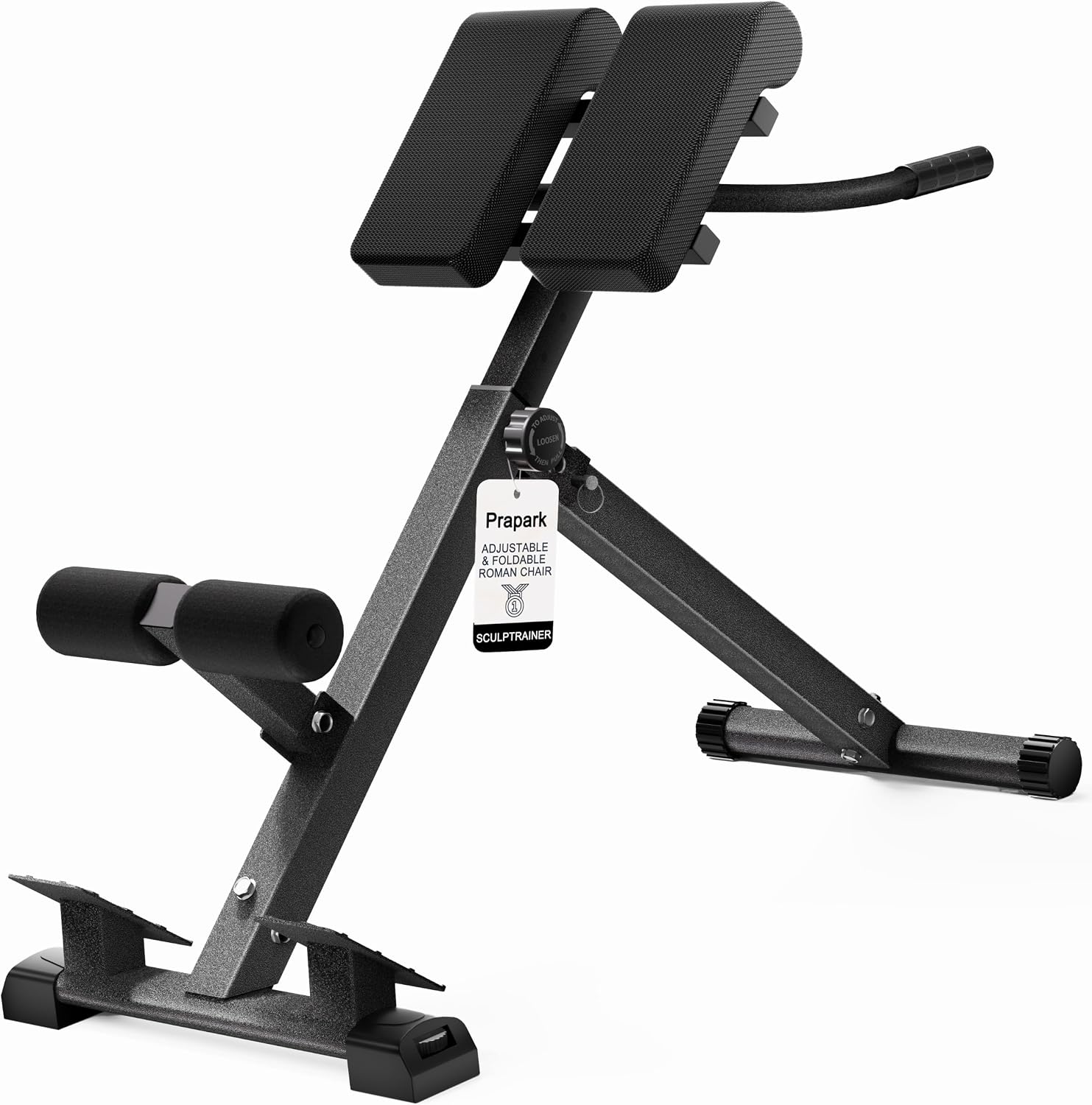 Roman Chair, 350 Ib Adjustable Back Extension Bench | Foldable Hyperextension Bench With 7 Heights, 3 Inclines, Split Pads, And 50 X 50 X 2 Mm Carbon-Steel Tubing