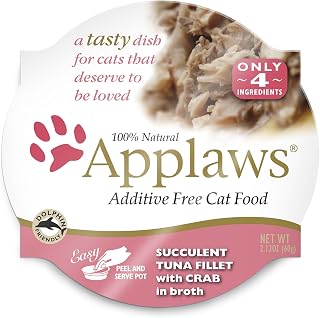Applaws Succulent Tuna Fillet with Crab Cat Food Cups, 100% Natural, 18 x 2.12 oz