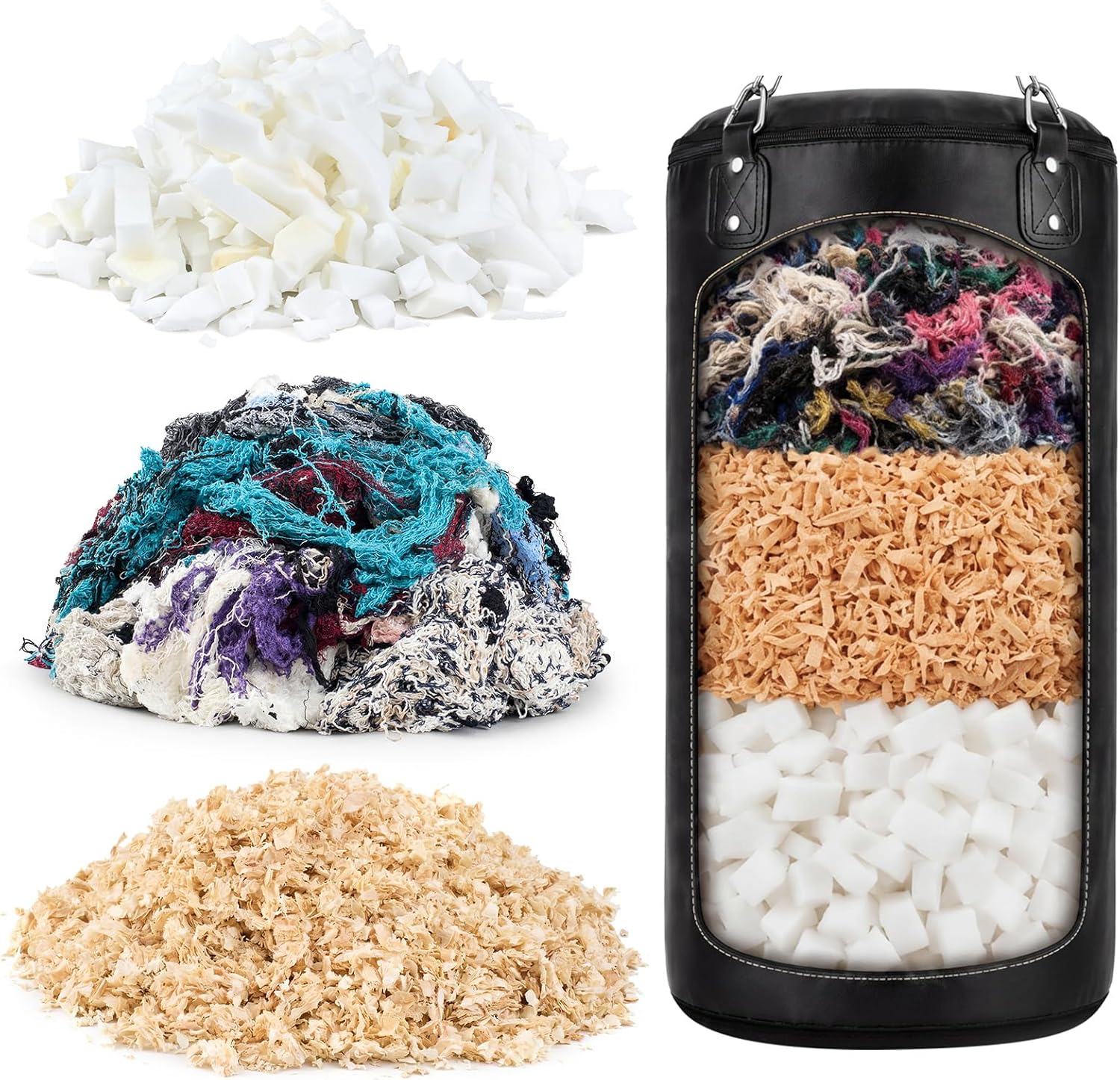 Threehoney Punching Bag Biodegradable Filler Boxing Bean Bag Filler Refill Shredded Textile Scraps Stuffing for Muay Thai Adults and More(Mixture, 8 lb)