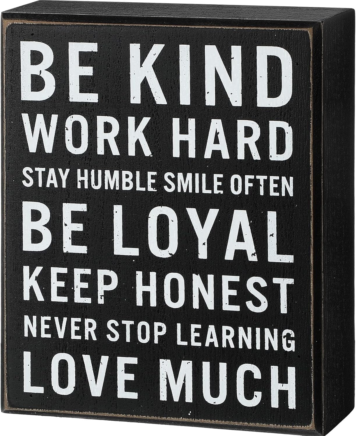 Be Kind Wooden Box Signs with Positive Quotes Sayings Inspirational Desk Decor Family Motivational Signs with Quotes for Farmhouse Office Employee Boss Desk Plaque 4.7 x 6 Inch(Black)