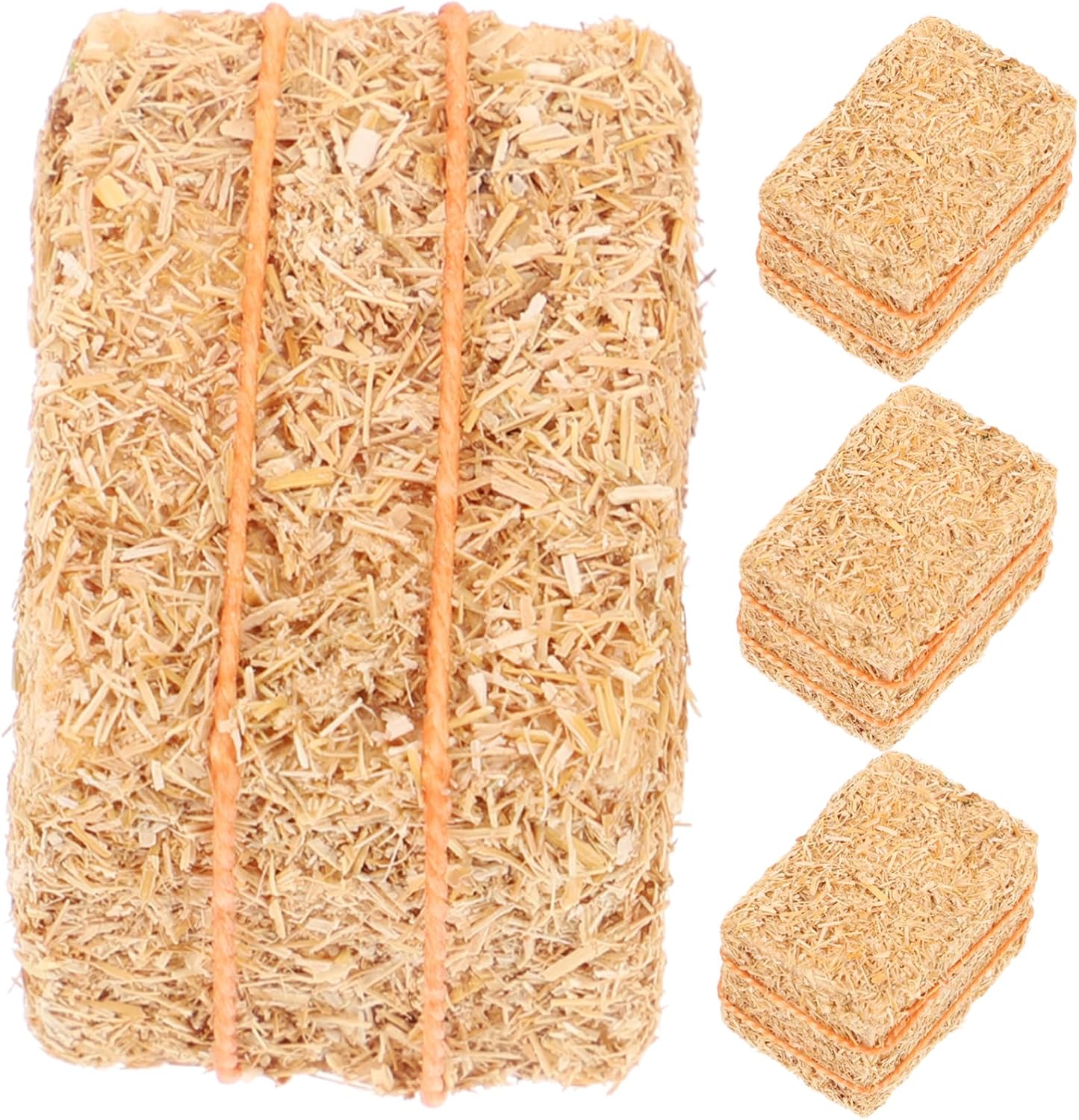 CHICAMPERA 4pcs Mini Hay Bale Models for Crafts Faux Hayrick Ornament for Dollhouse Decoration Farmhouse Scene Layout Autumn Atmosphere Straw Material