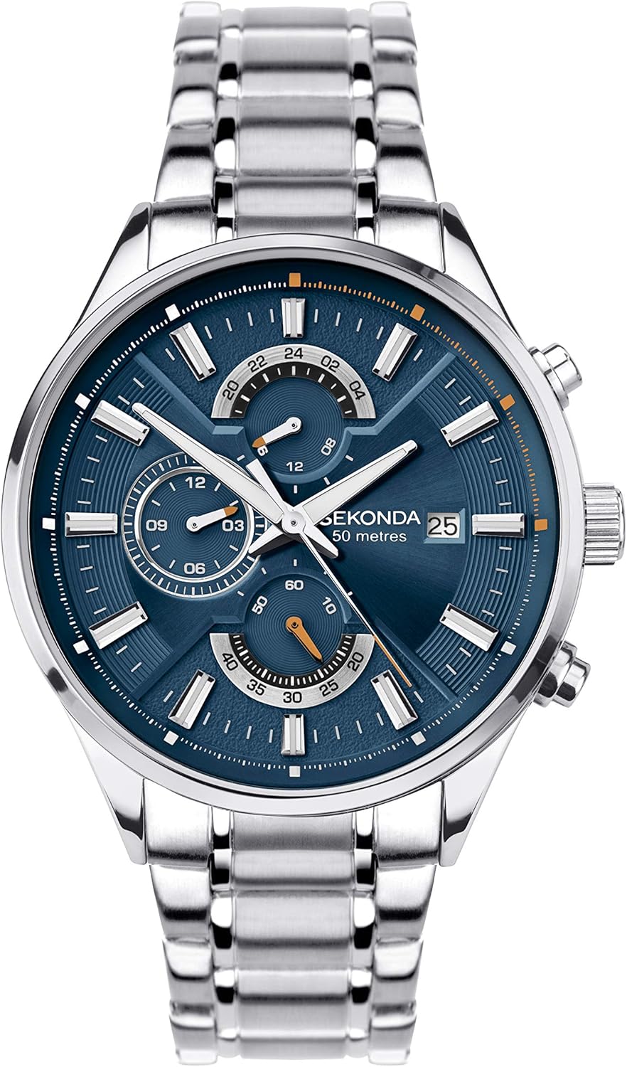 Sekonda Speed Mens 44mm Quartz Watch with Analogue Date Display, and Stainless Steel Strap