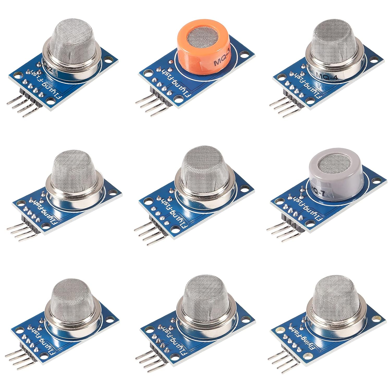 9pcs/Lot Gas Detection Sensor Module MQ-2 MQ-3 MQ-4 MQ-5 MQ-6 MQ-7 MQ-8 MQ-9 MQ-135 Sensor Module Gas Sensor Starter Kit for Arduino Raspberry Pi (9PCS/Lot)