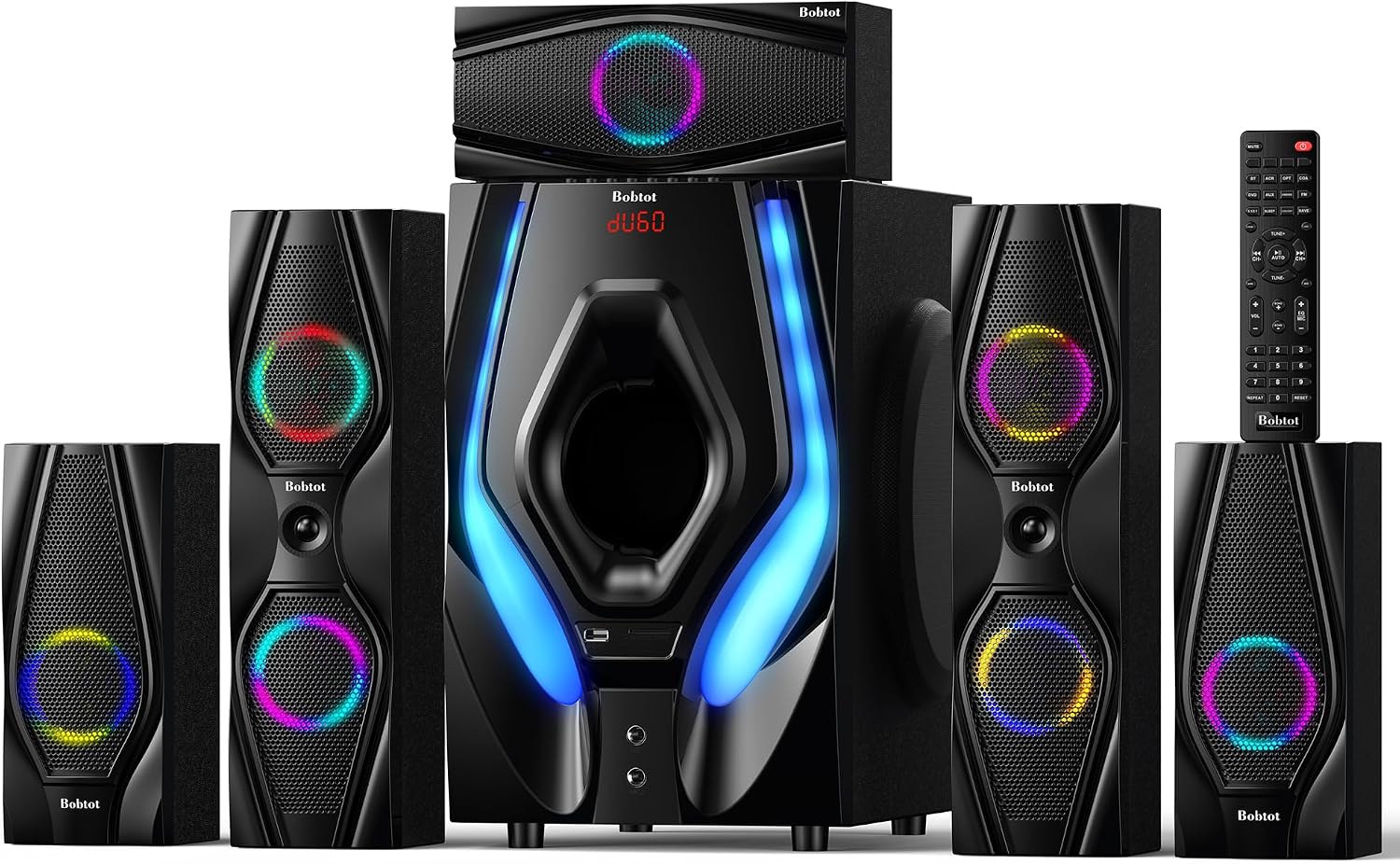 Bobtot Home Theater Systems Surround Sound Speakers,1200 Watts Peak