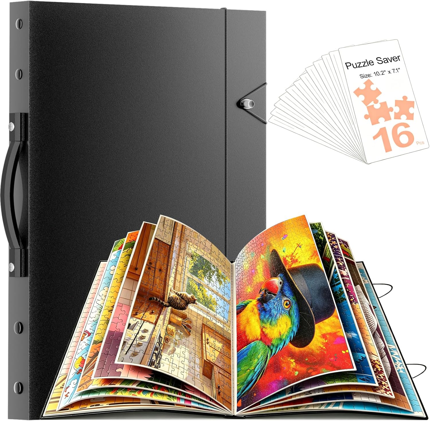 Puzzle Storage Book & Folder Album Binder for 500-1000 Pcs, with 16 Saver