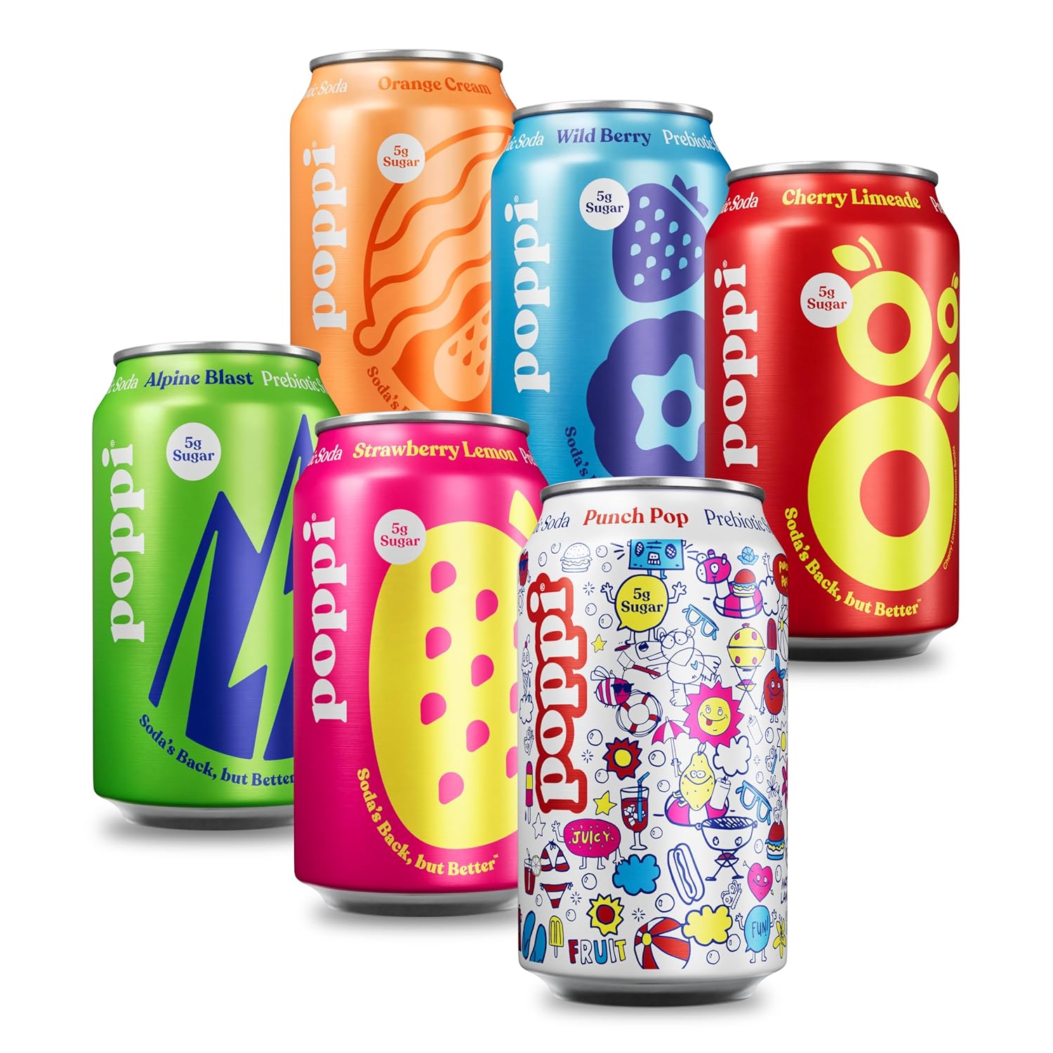Poppi Sparkling Prebiotic Soda Beverage with Apple Cider Vinegar, Seltzer Water and Fruit Juice, New Obsessions Variety Pack, 12 Fl Oz, Pack of 12, Packaging May Vary