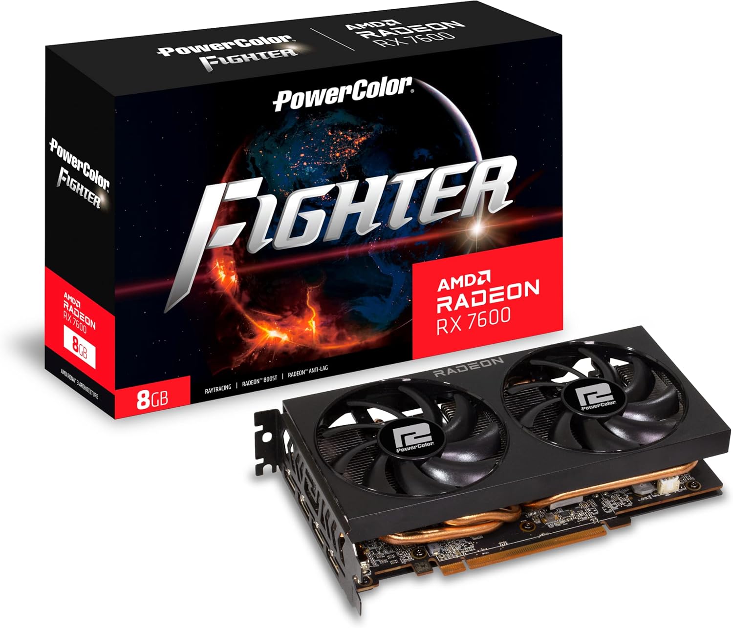 PowerColor AMD Radeon RX 7600 Fighter 8GB Graphics Card - RX7600 8G-F