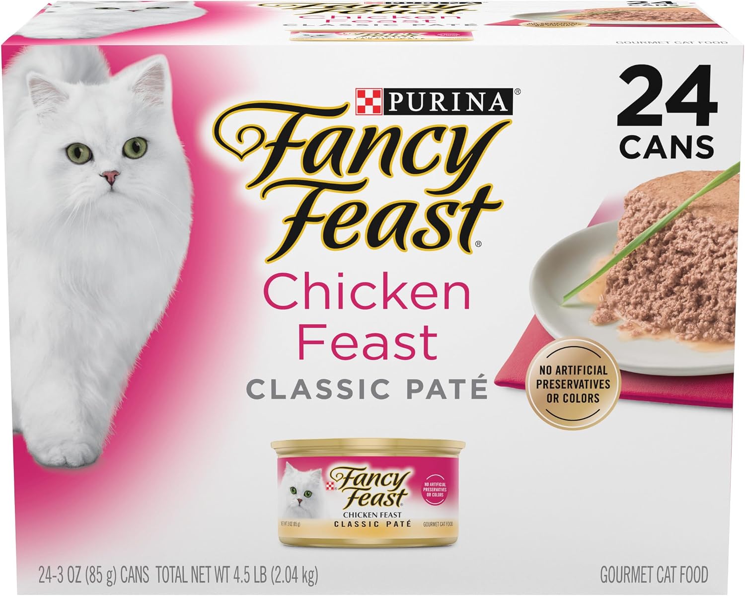 Purina Fancy Feast Chicken Classic Pate Wet Cat Food, Pack of 24, 3 oz Cans