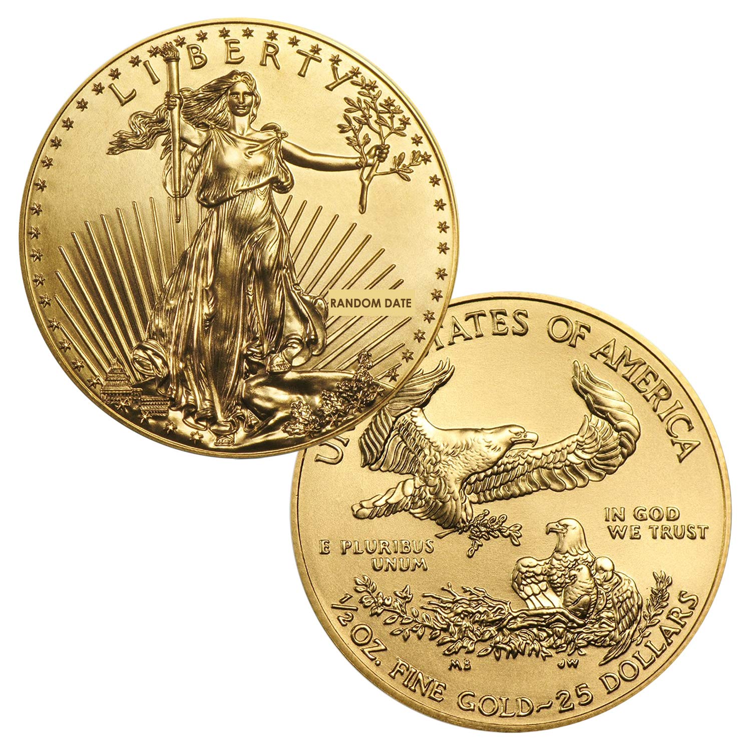 USA $25 1/2oz Gold American Eagle Coin - Brilliant Uncirculated Random Date - United States Mint