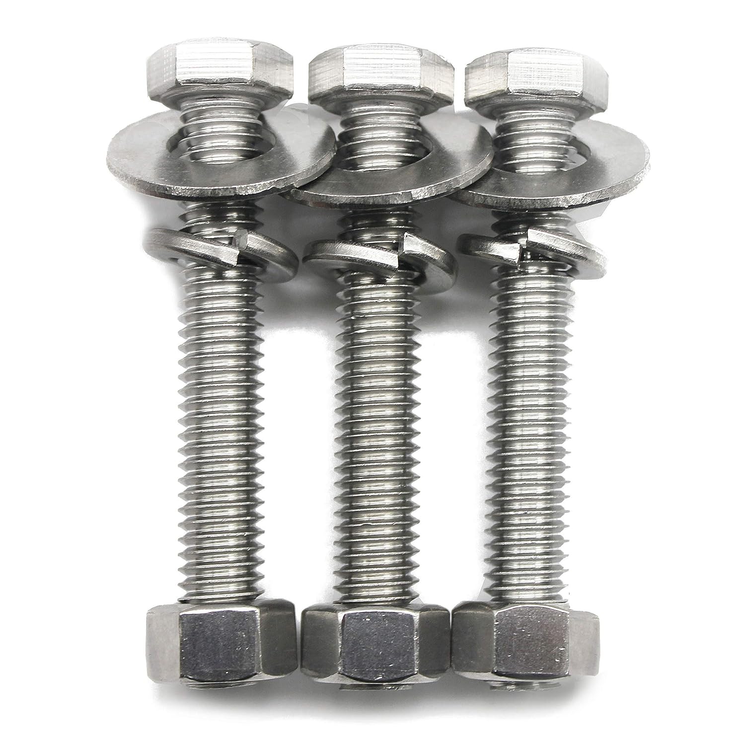 (10 Sets) 1/4-20x2 Stainless Steel Hex Head Screws Bolts, Nuts, Flat & Lock Washers, 18-8 (304) S/S, Fully Threaded by Bolt Fullerkreg