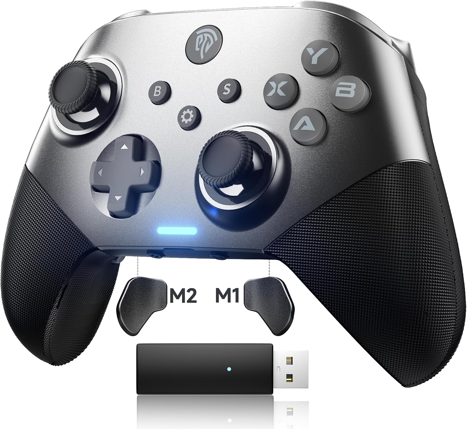 EasySMX Wireless Controller PC, X10 Bluetooth Game Controller Gaming Gamepad Joystick PC Windows Android TV ios Switch, Replacable Faceplate/Hall Effect Joysticks&Triggers,mechanical,40 Hours