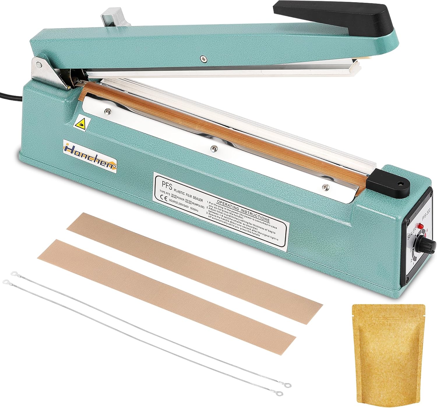 Hanchen Plastic Bag Sealer with Cutter Heat Sealer Bag Sealing Machine for Mylar Bag Kraft Paper Bag Heat Sealing Material 220V (500mm 19.6inch)