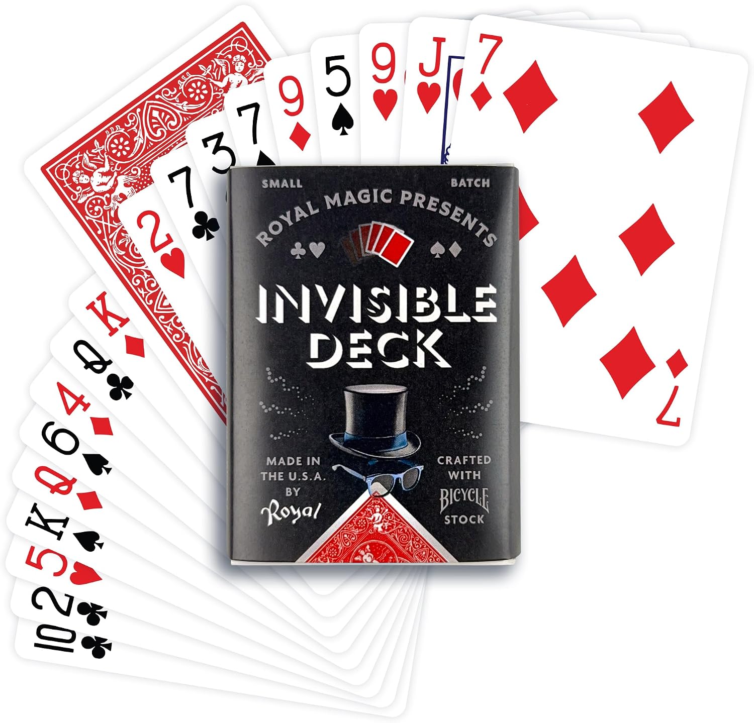 Playing Cards – Invisible Deck of Cards Trick Made with Authentic Bicycle Playing Cards, Magic Card Trick for Beginners & Pros, Includes Special Bicycle Cards & Instructions (Red)
