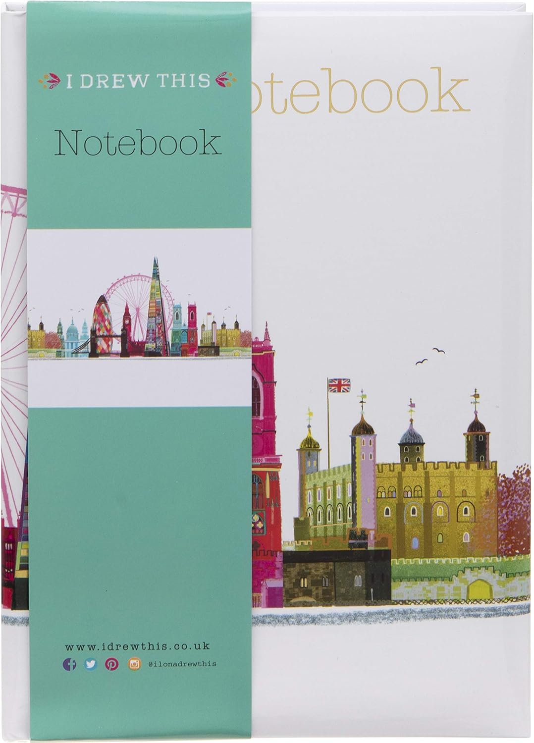 Maturi A5 Padded Cover Notebook, London Skyline Design with Gold Foil Detailing and Gloss Finish, Multi-Colour