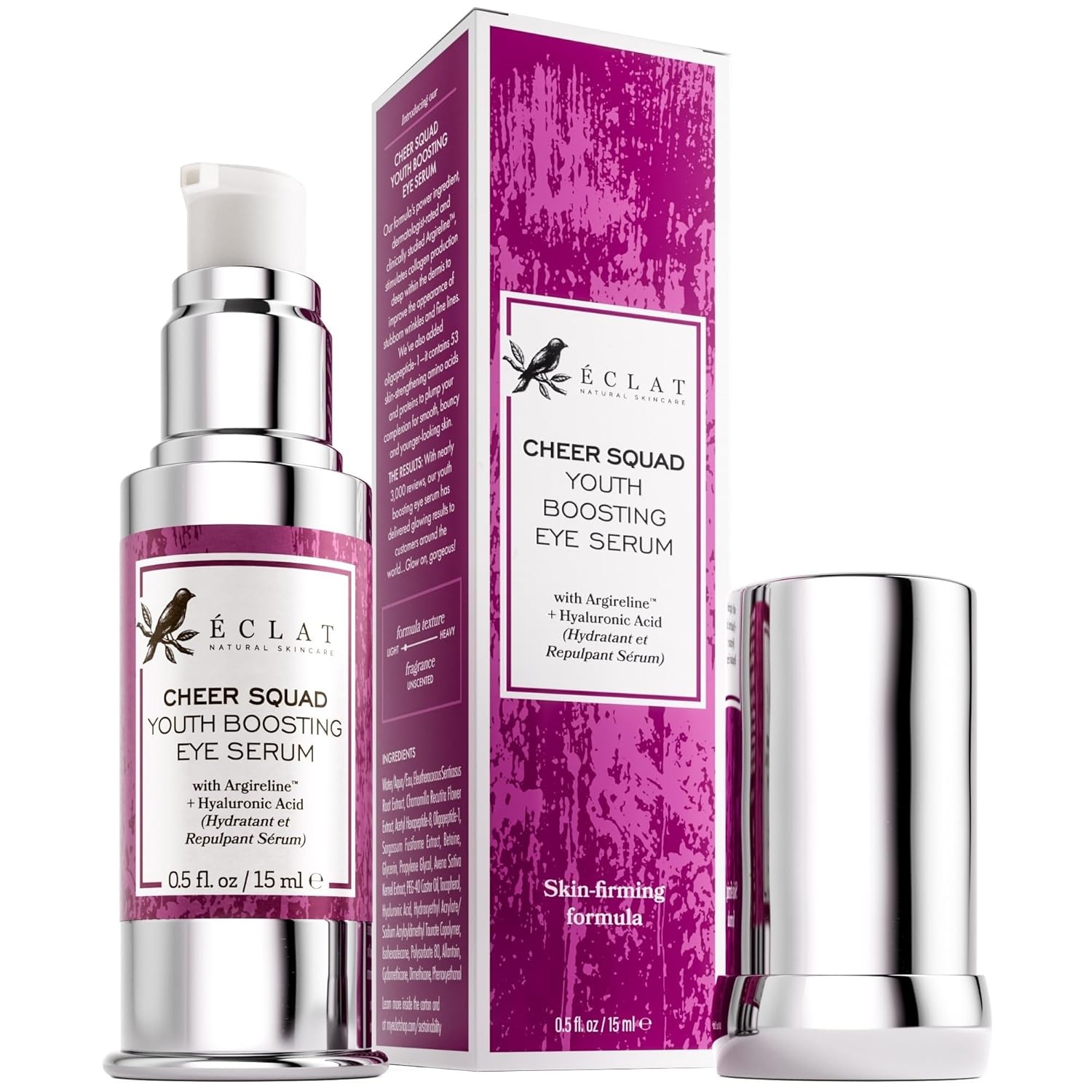 Eclat Skincare Eye Serum with Hyaluronic Acid - Hydrating Formula for Wrinkles, Fine Lines, Crow’s Feet & Eye Bags – Lightweight Serum for Dark Circles and Puffiness – Firming & Brightening 0.5 fl oz