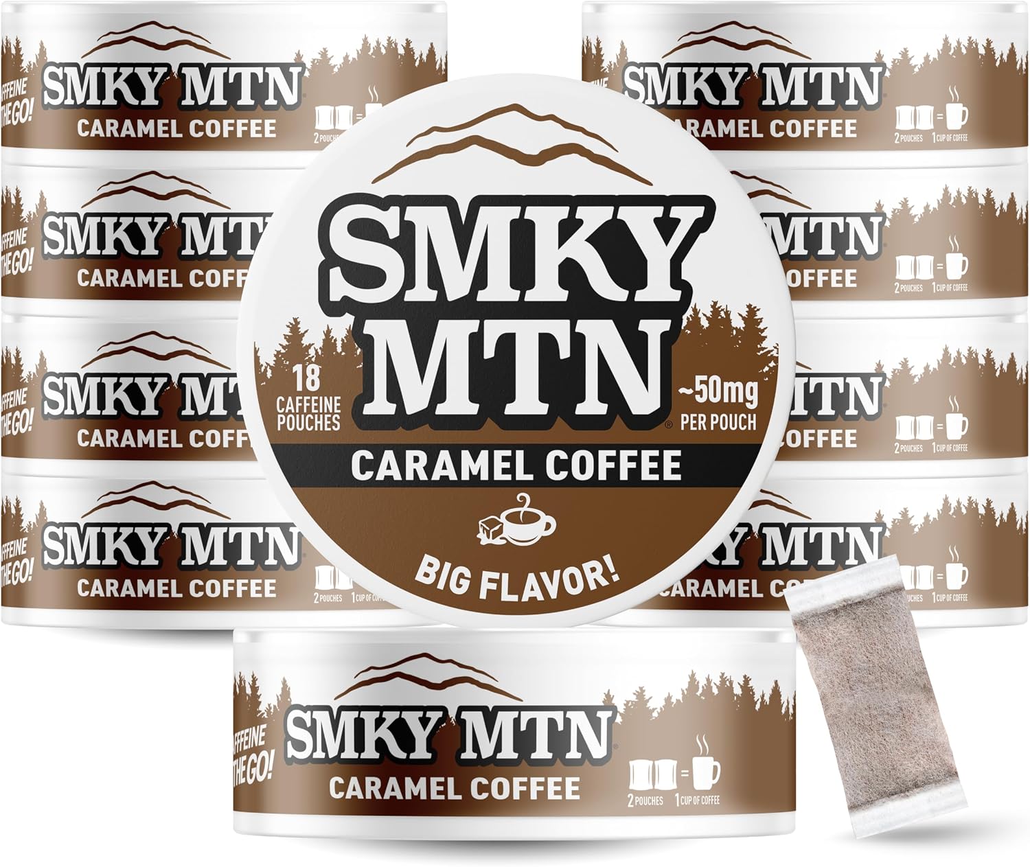 Smokey Mountain Caffeinated Pouches, Caramel Coffee, 10 Can Box