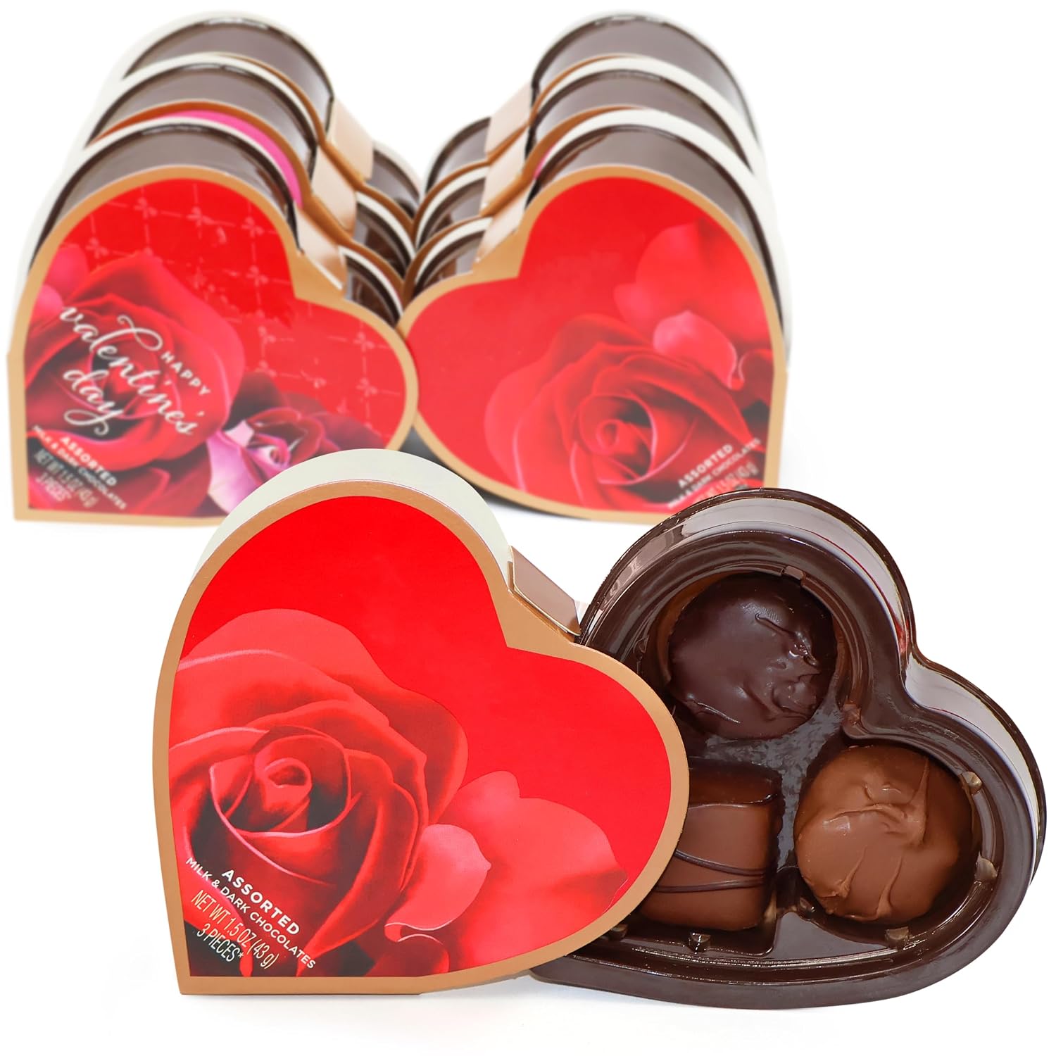 Mothers Day Mini Assorted Chocolate Heart Gift Box - 6 Pack Milk & Dark Chocolate Assorted Truffles - Gift For Mom, Teachers & Loved Ones - 1.5 oz Heart Gift Box (Design May Vary)