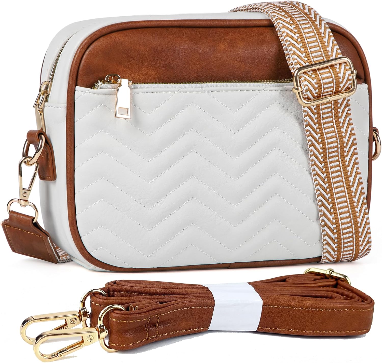 VODIU Crossbody Bag for Women Genuine Leather Shoulder Bag with Guitar Strap Trendy Purse Small Size
