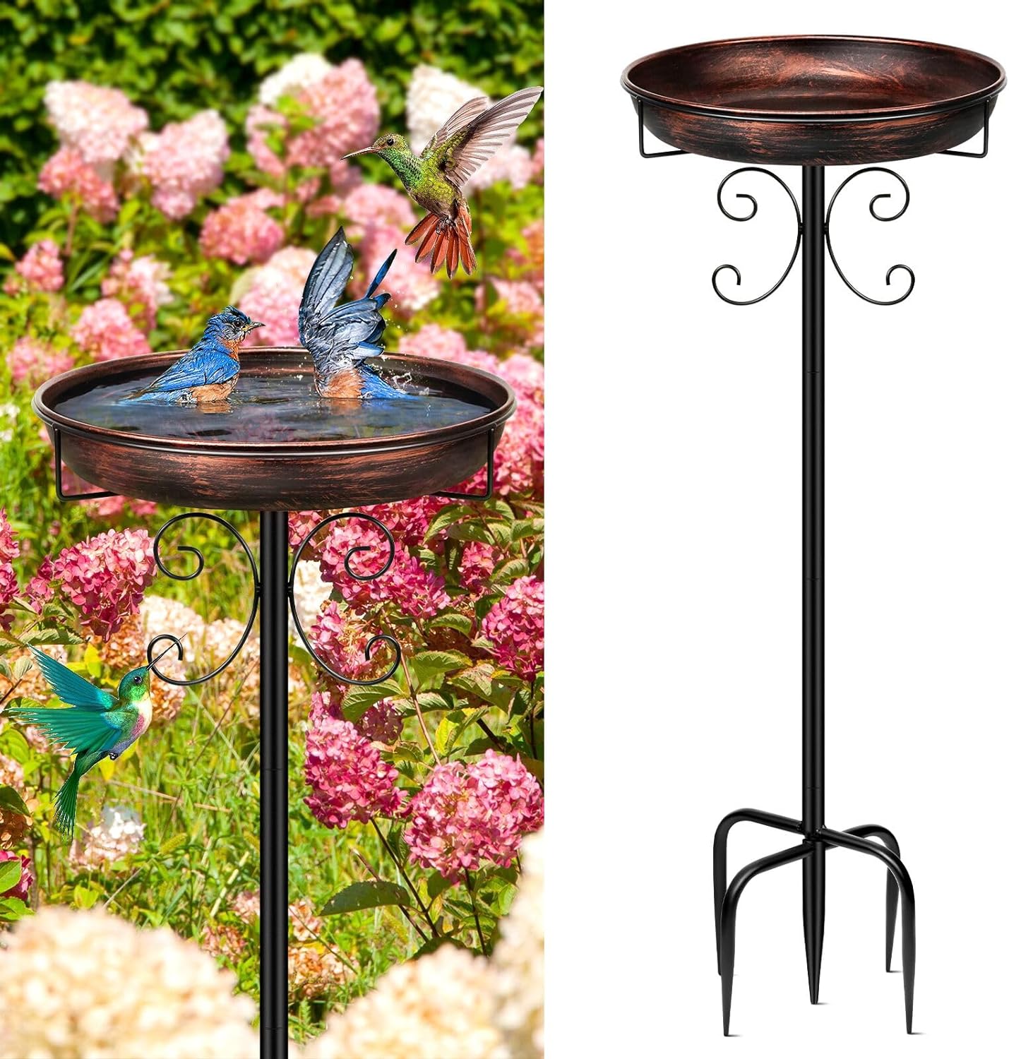 Yepper 35In Metal Bird Bath for Garden, Vintage Freestanding Birdbaths & Supports, Bird Baths Feeder Bowl for Outdoors Garden Patio Yard Lawn Decor, Upgraded 5-Pronged Base (Antique Bronze)