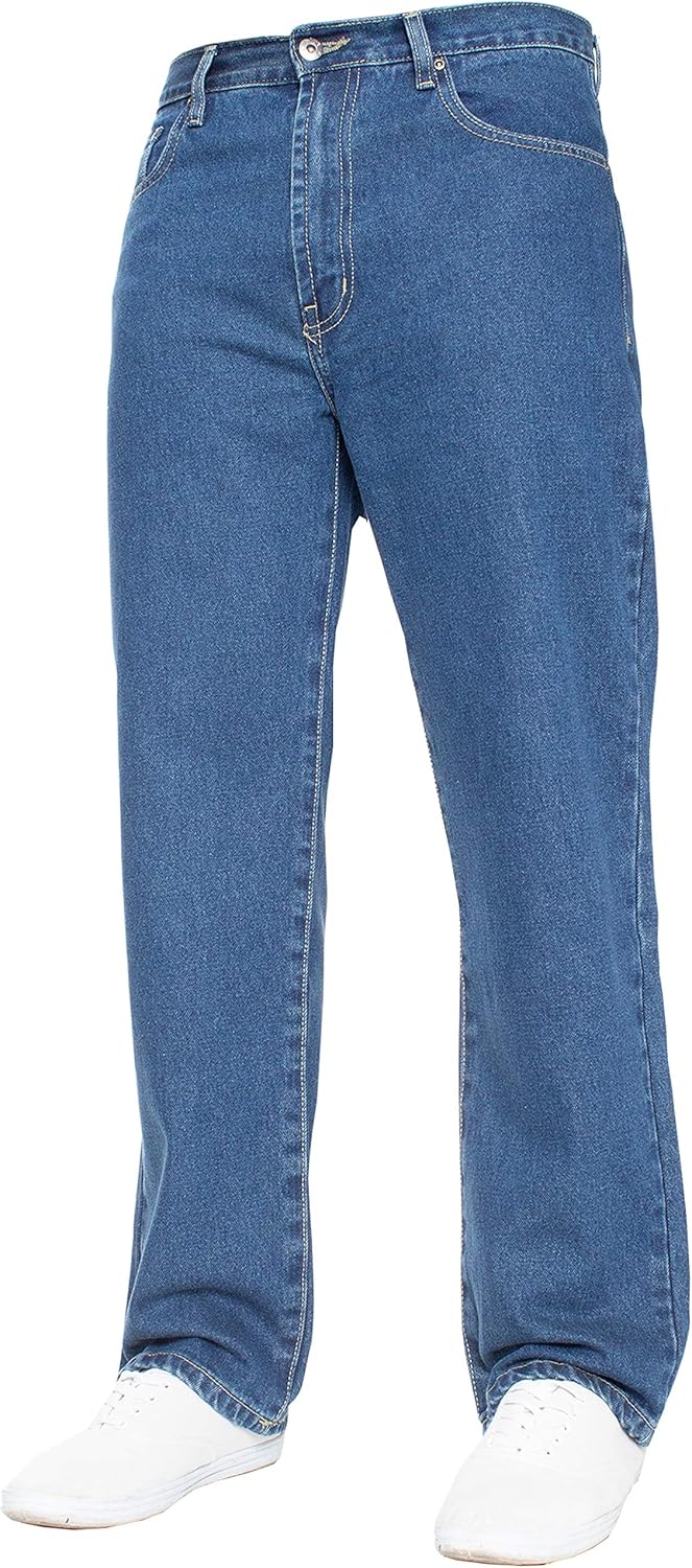 Mens Straight Leg Jeans Basic Heavy Duty Work Denim Trousers Pants All Waist Big Sizes in 4 Colours